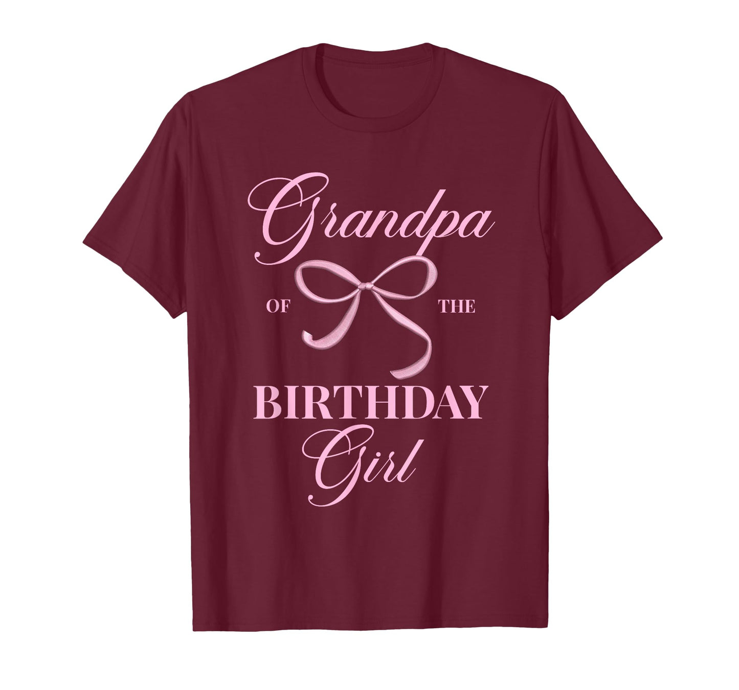 Grandpa Of The Birthday Girl Coquette Aesthetic Pink Bow T-Shirt