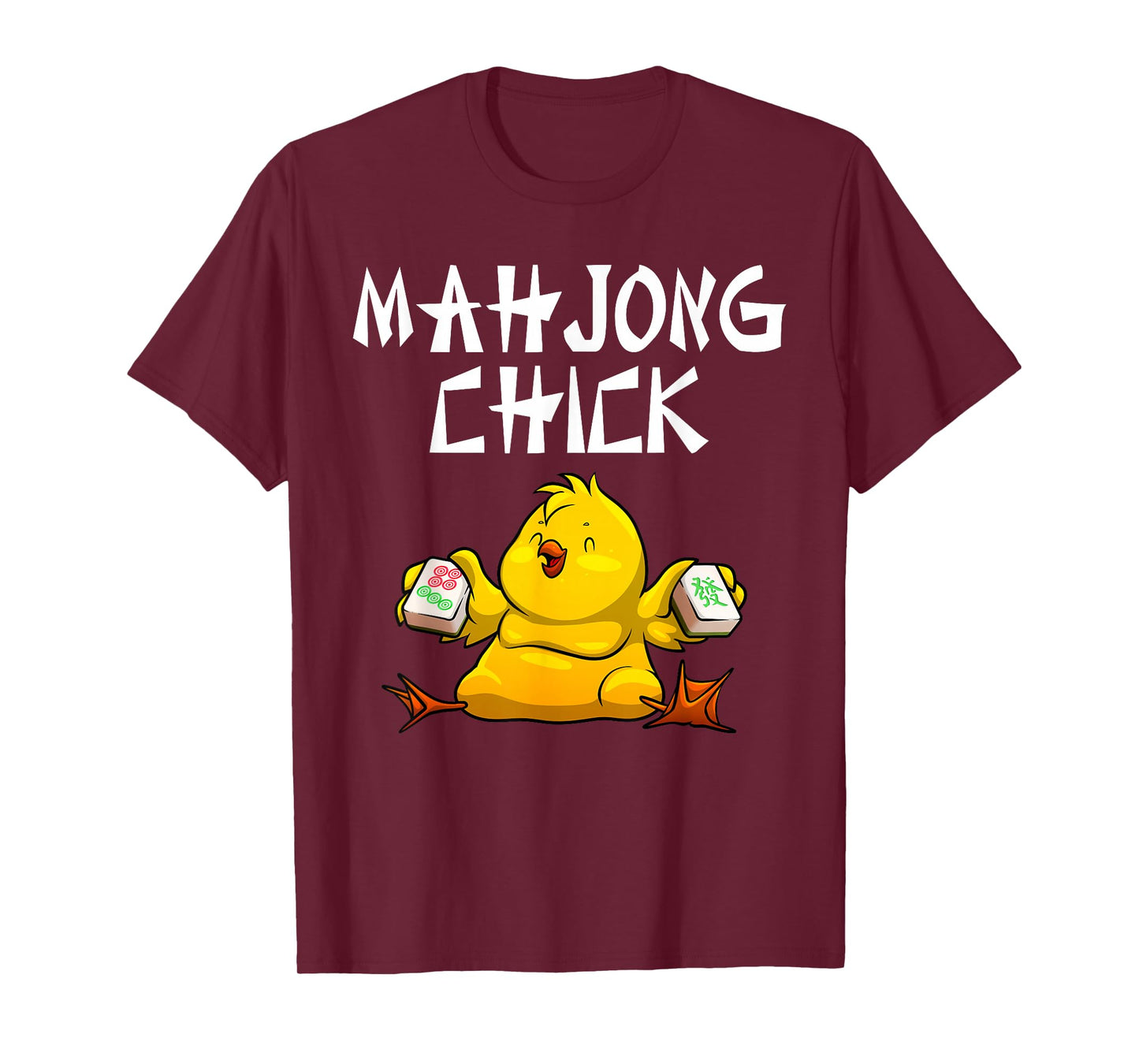 Funny Mahjong Chick Design For Women Girls Mahjong Player T-Shirt