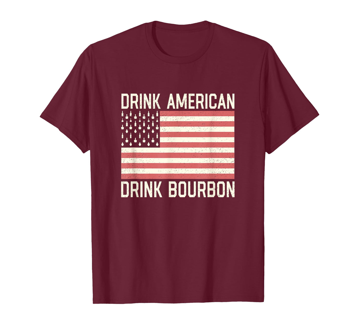 Drink American Bourbon Bottles American USA Flag T-Shirt