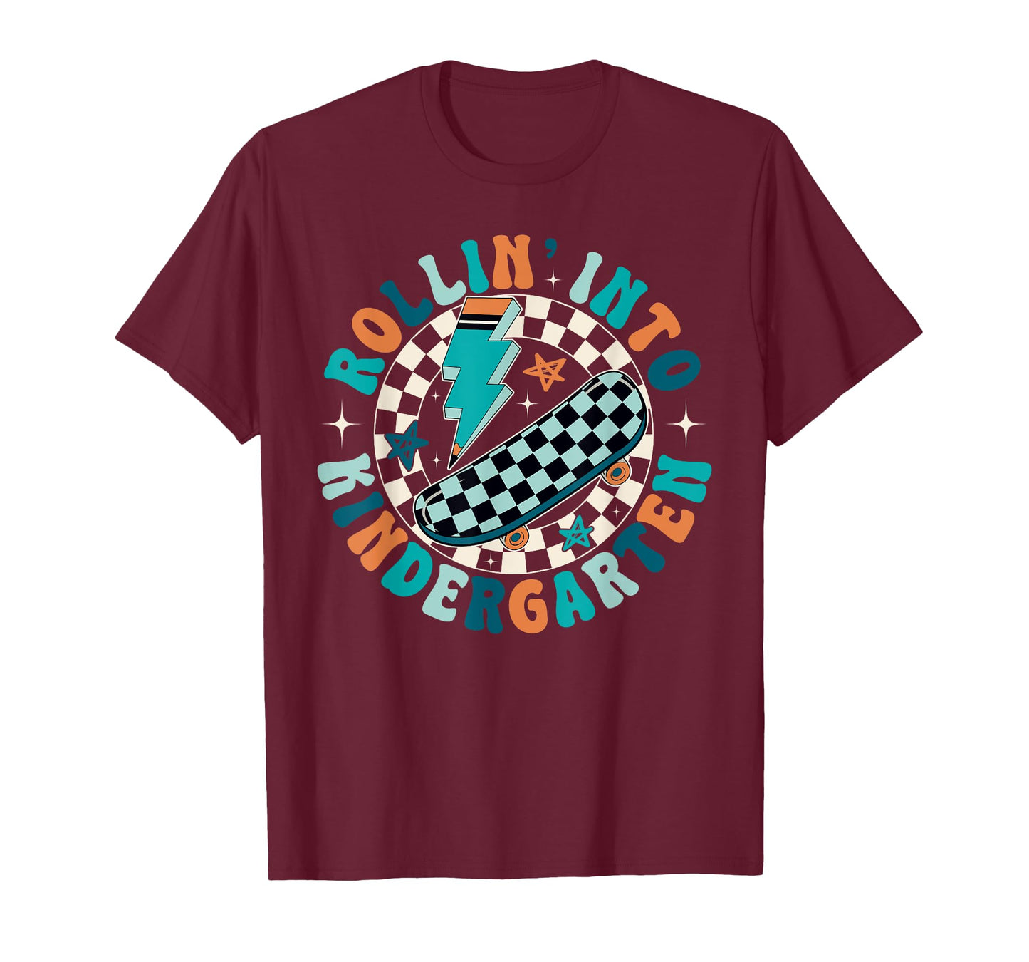 Rollin' Into Kindergarten Skateboard First Day Of School T-Shirt
