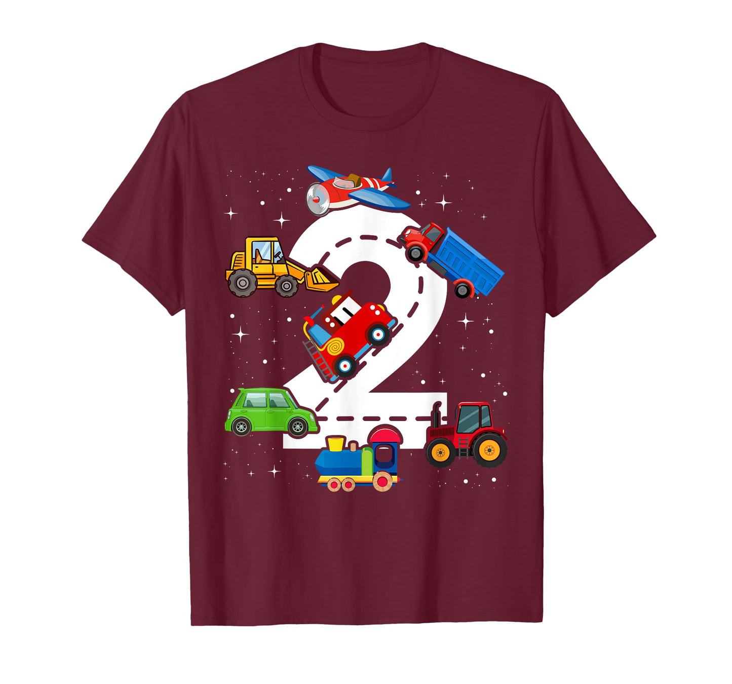Kids 2nd Birthday Trucks Vehicles Transportation 2 Year Old T-Shirt