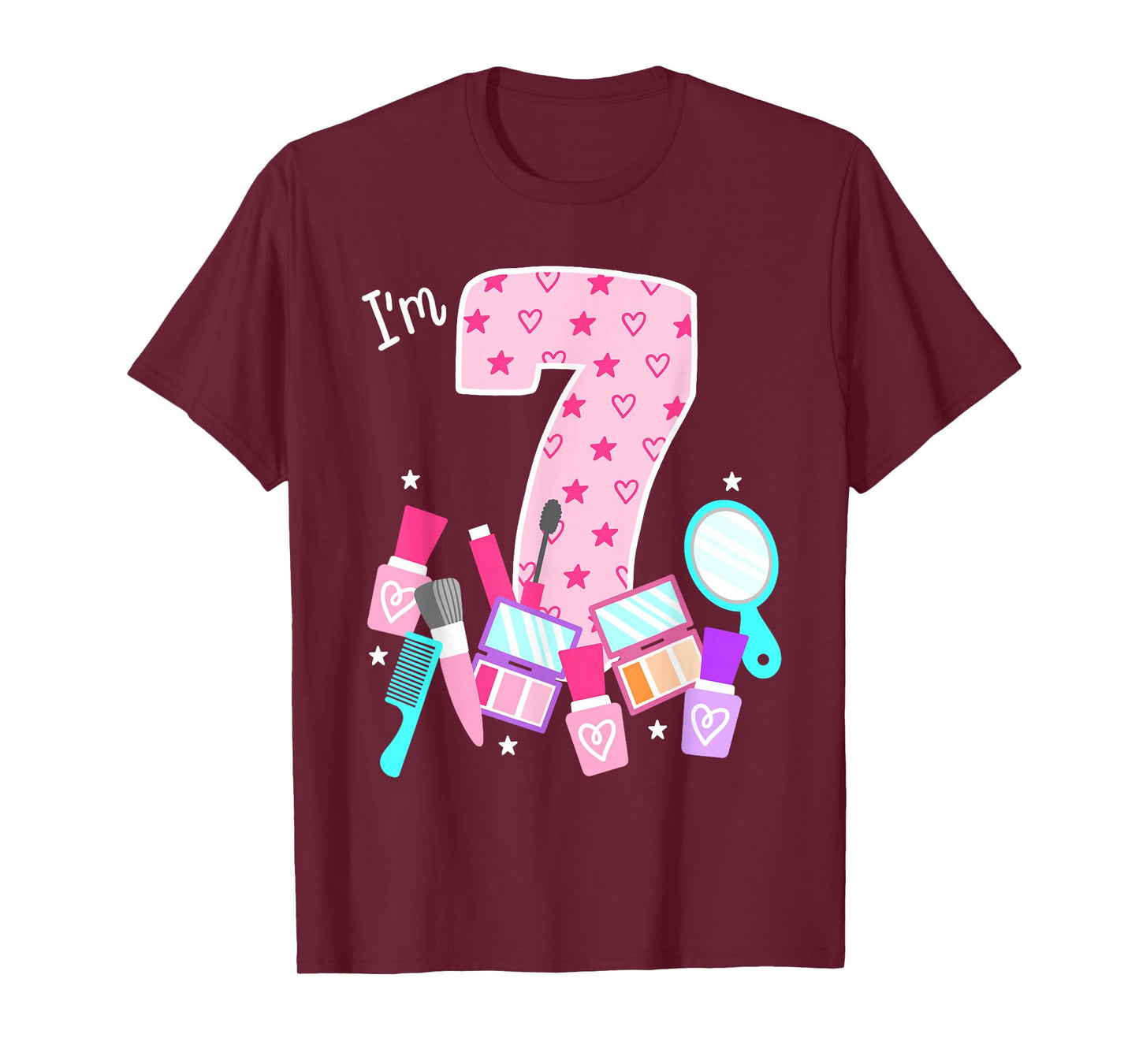Spa Birthday Party I'm 7 Girls Makeup 7th Bday Kids Toddlers T-Shirt