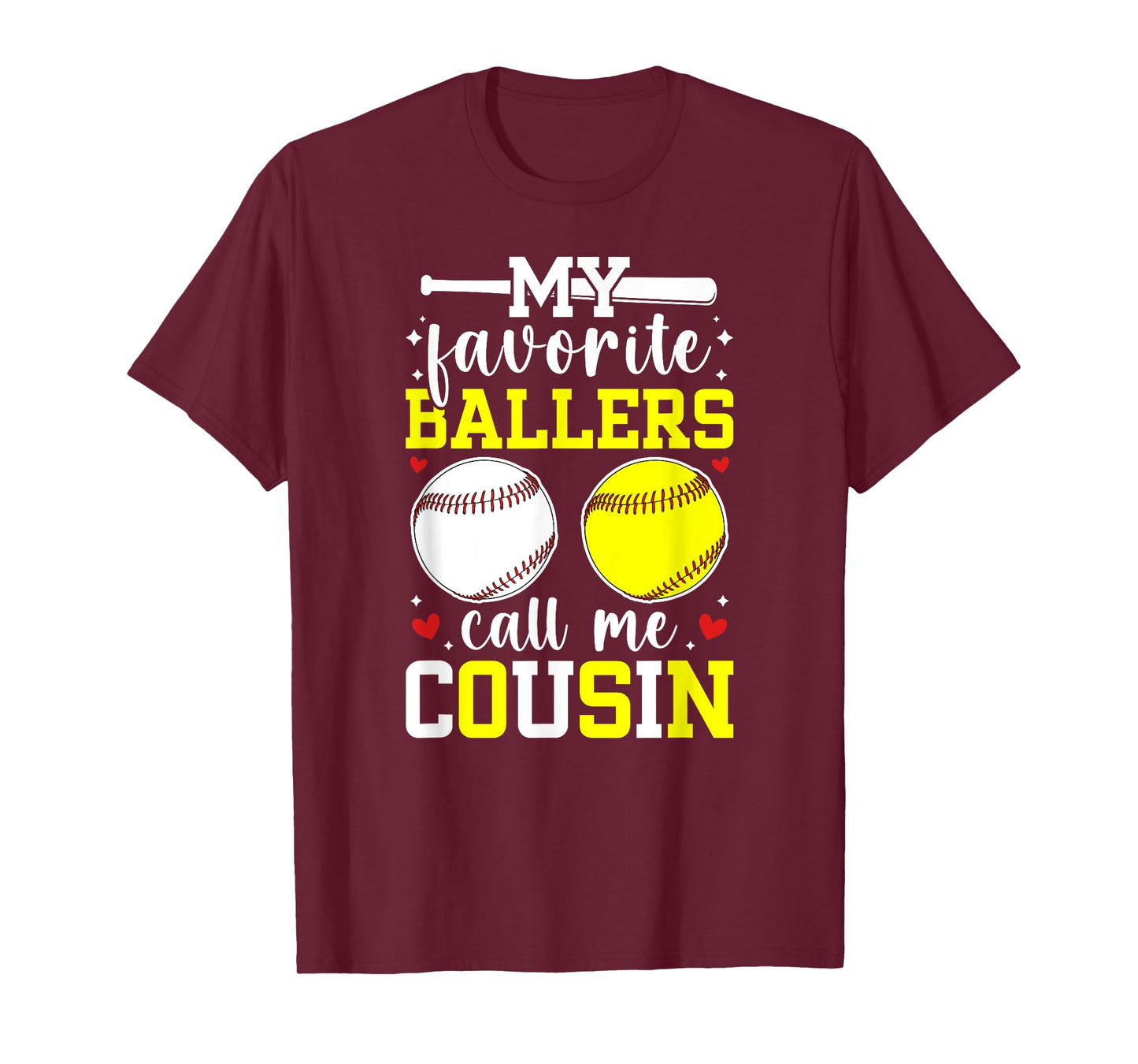 My Favorite Ballers Call Me Cousin Baseball Softball Cousin T-Shirt
