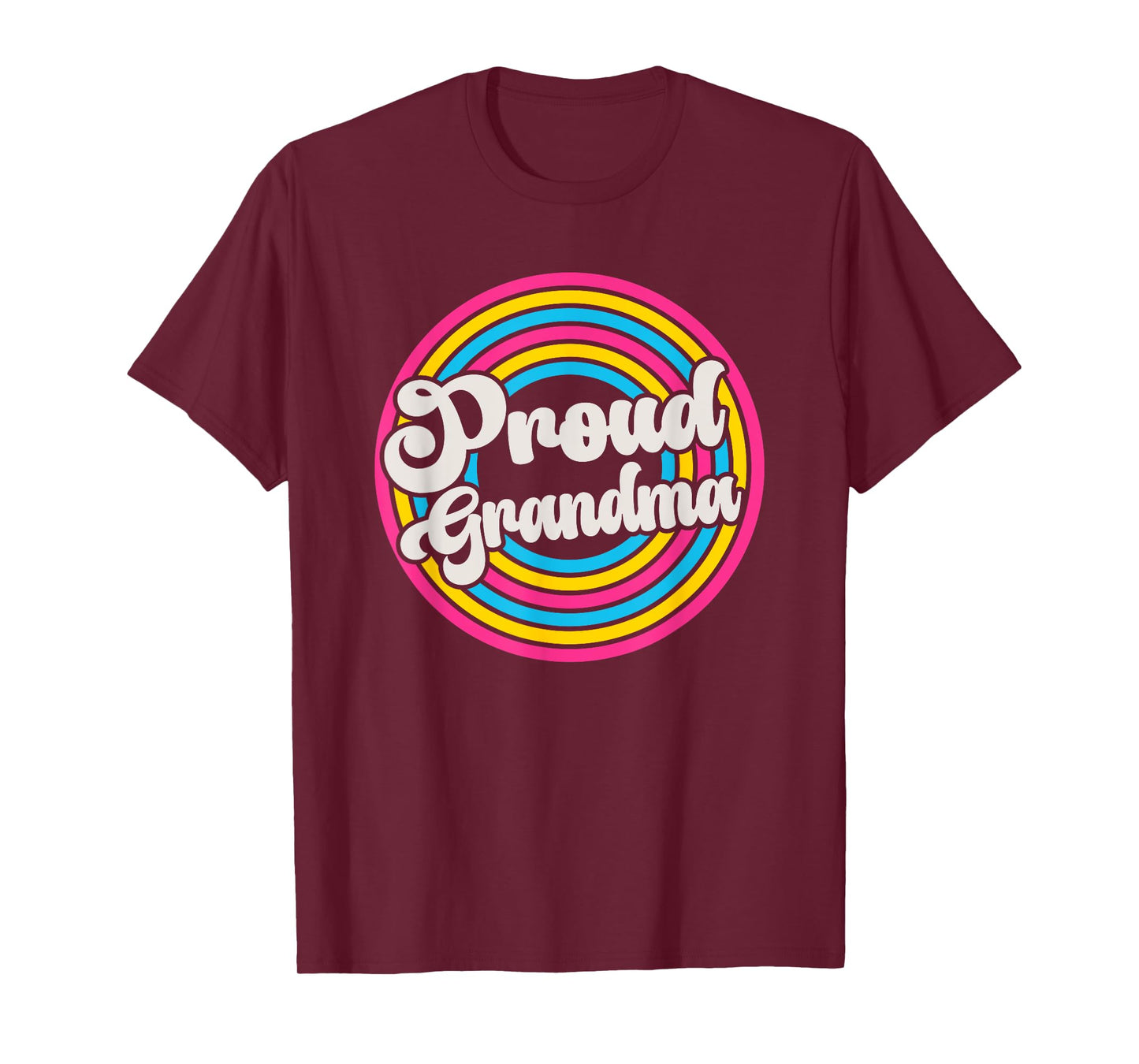 Proud Grandma Groovy LGBTQ Pansexual Pride Pan Flag Family T-Shirt