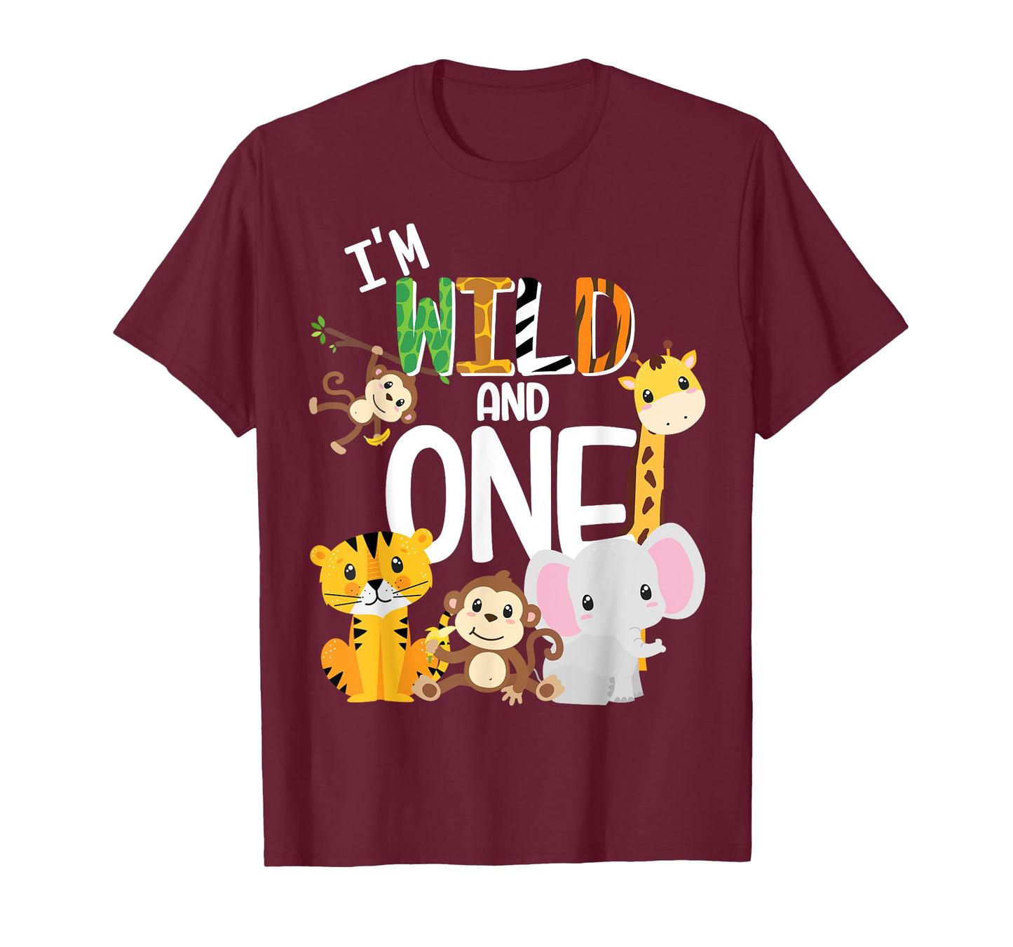 I'm Wild and One Zoo Theme Birthday Safari Jungle Animals T-Shirt