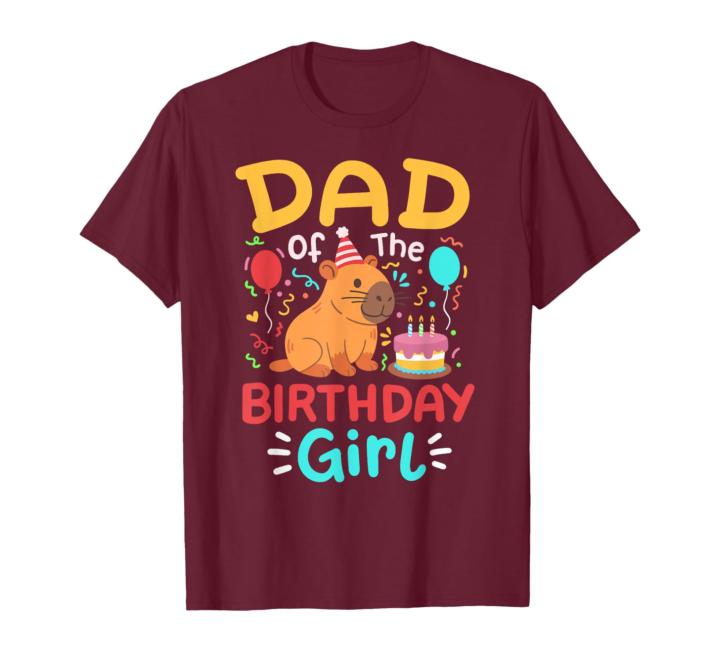 Dad Of The Birthday Girl Kids Cute Capybara Bday Family T-Shirt