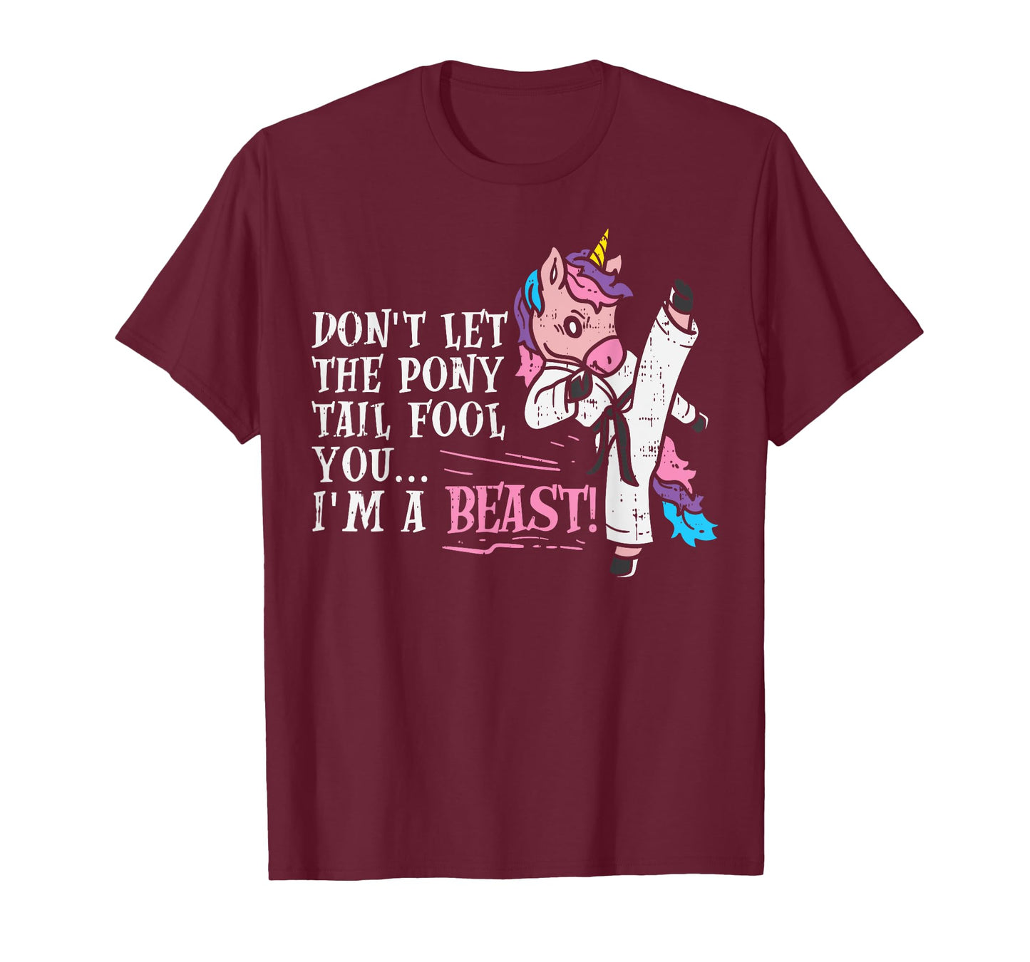 Karate Unicorn Ponytail Beast Cute Martial Arts Girls GIft T-Shirt