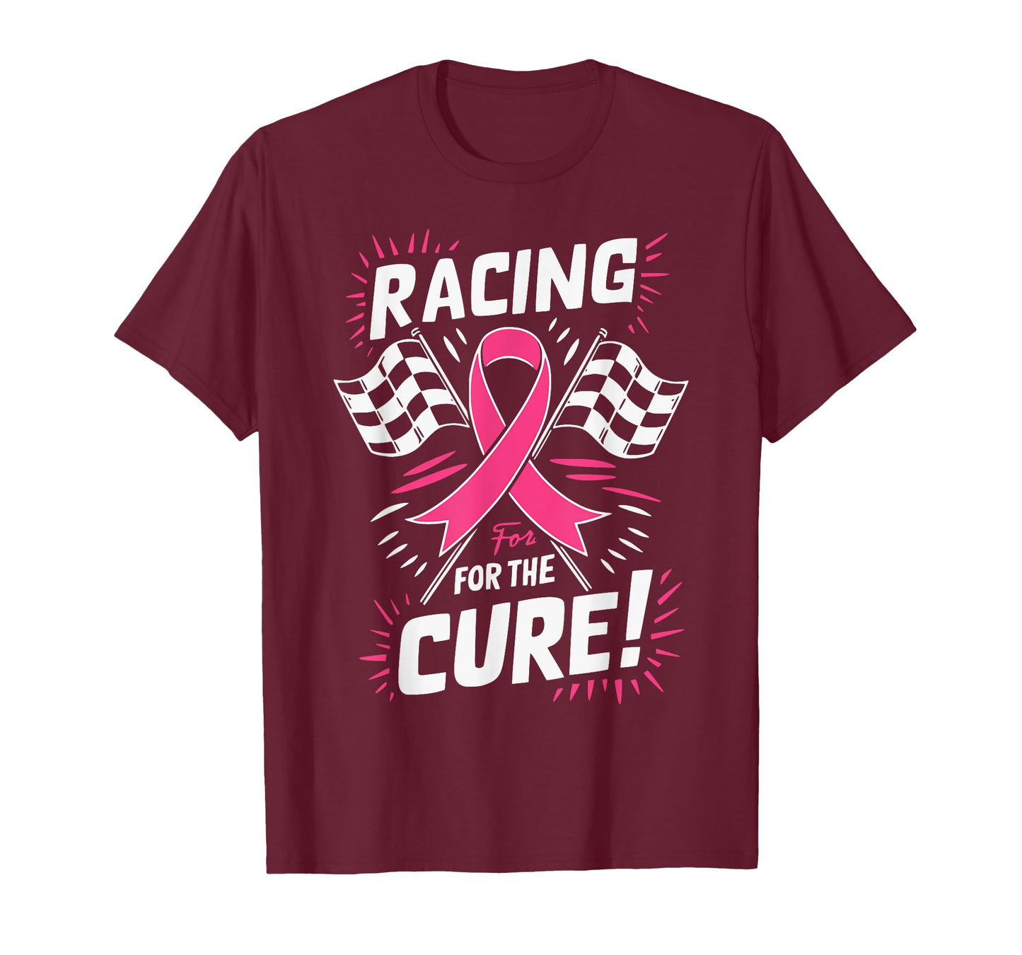 Pink Ribbon Breast Cancer Awareness Racing for a Cure T-Shirt