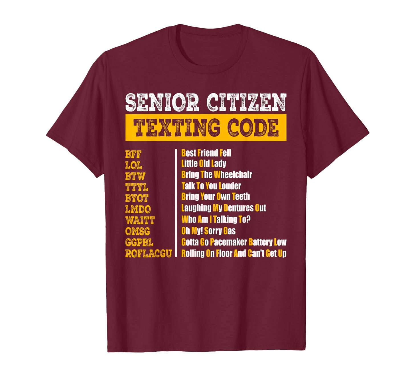 Funny Senior Citizen's Texting Code Design for Grandpa T-Shirt