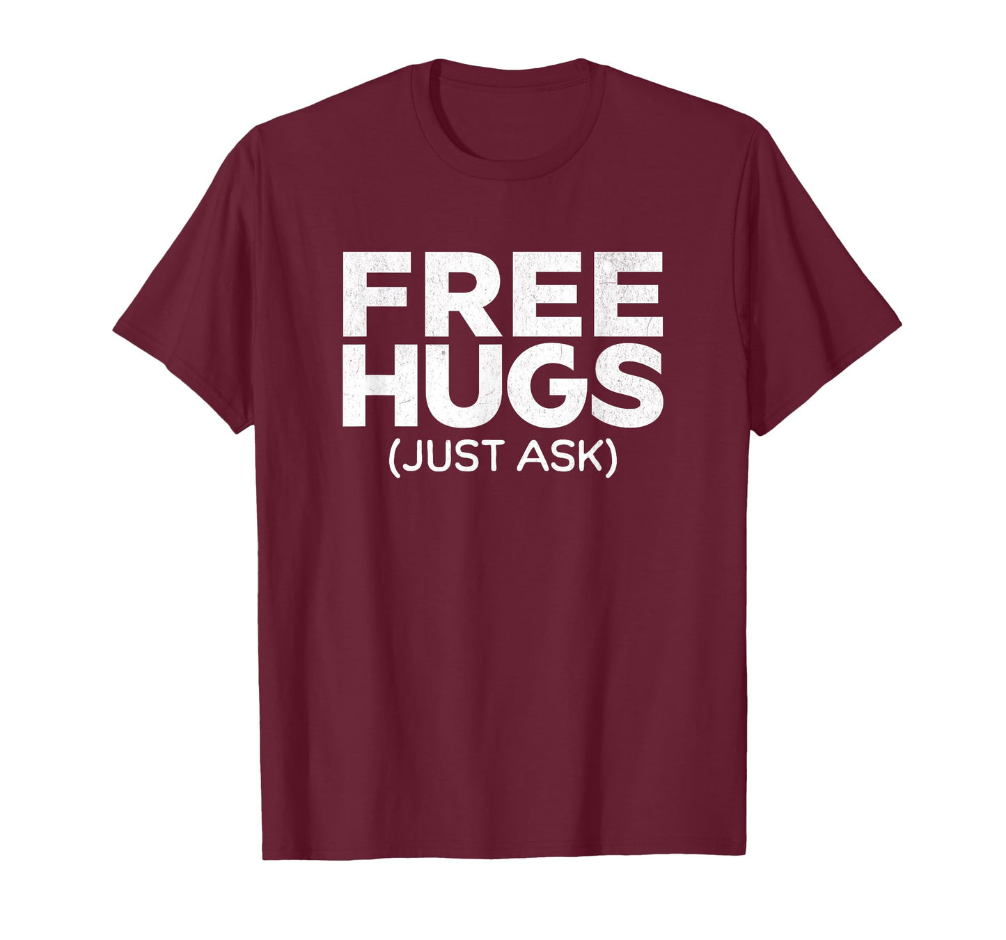 Funny Free Hugs Tee Unisex-Adults Black Cotton Short Sleeve T-Shirt Small