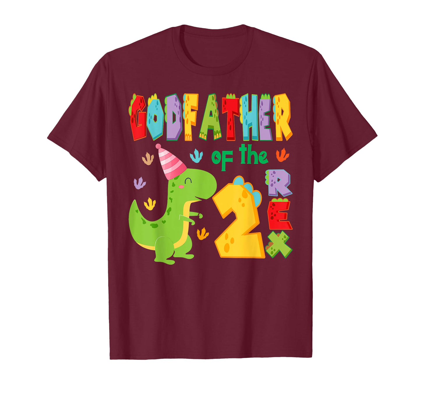 Godfather of The Two Rex 2Nd Birthday Boy Dinosaur T-Rex T-Shirt