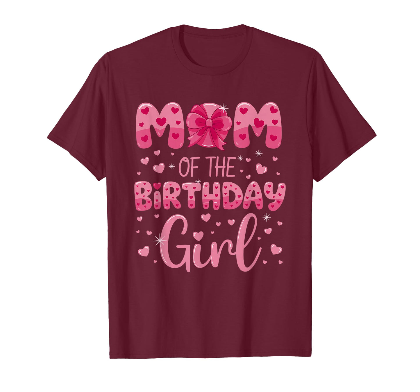 Mom of the Birthday Girl Cute Pink Heart Design T-Shirt
