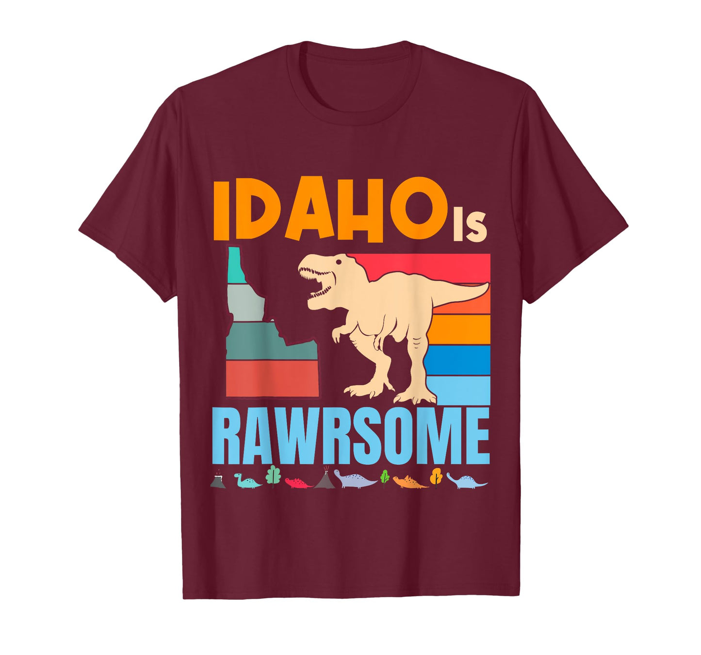 Idaho Is Awesome Dinosaur I Love Idaho Gift Kids Boys Girls T-Shirt