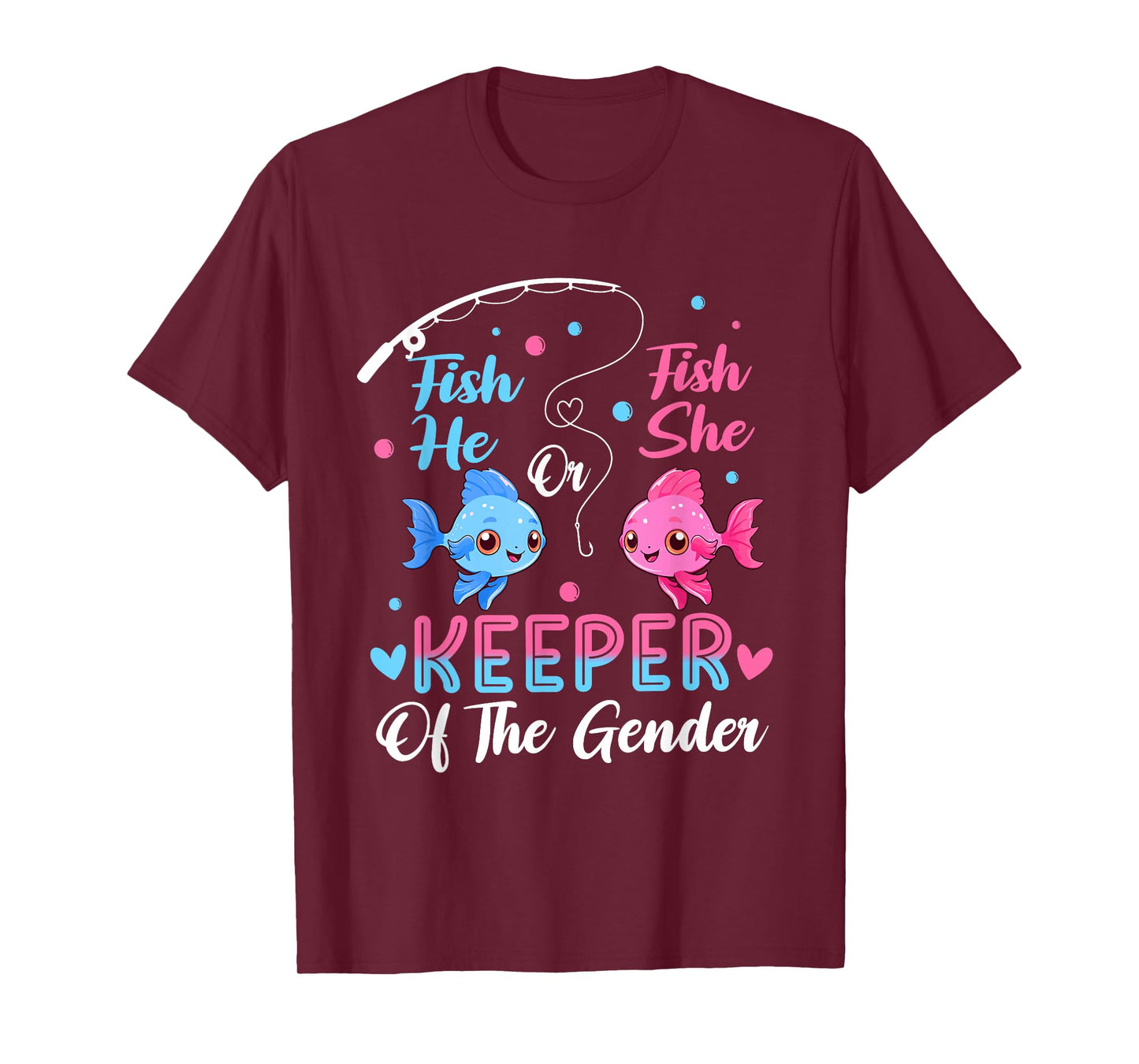 Keeper Of The Gender Fish He Or Fish Gender Reveal Party T-Shirt