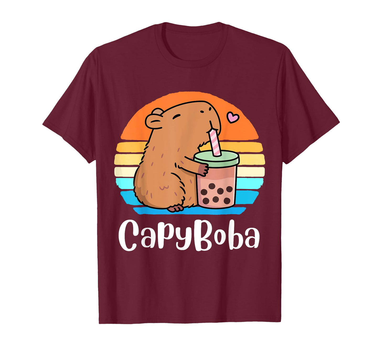 Funny Capybara Capyboba Bubble Tea Boba Tea Kids Boys Girls T-Shirt