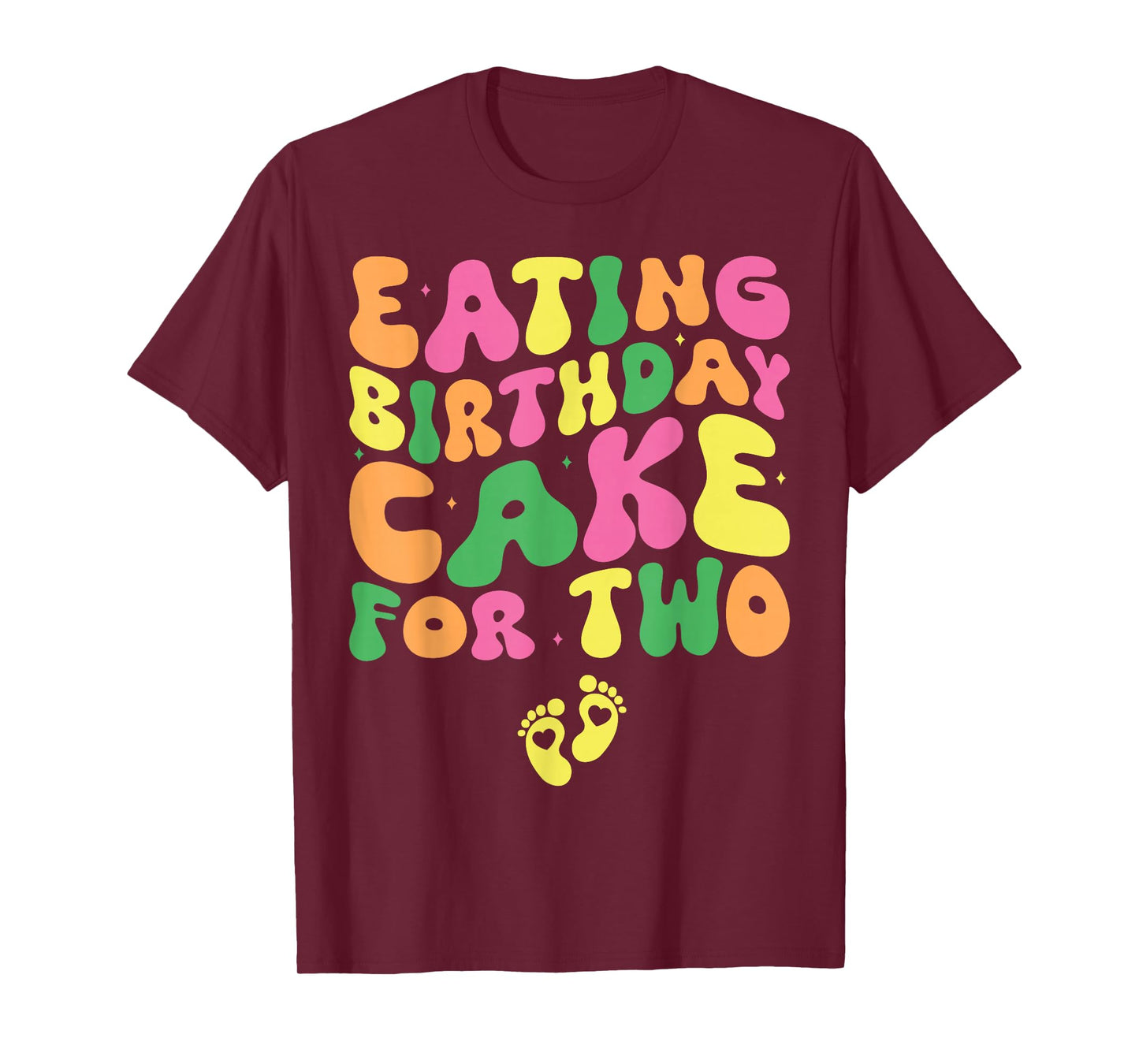 Birthday Pregnancy Announcement Apparel Co. Eating Birthday Cake For Two Pregnancy Announcement T-Shirt - Black, Small, Unisex-Adults, Short Sleeve, T-Shirt