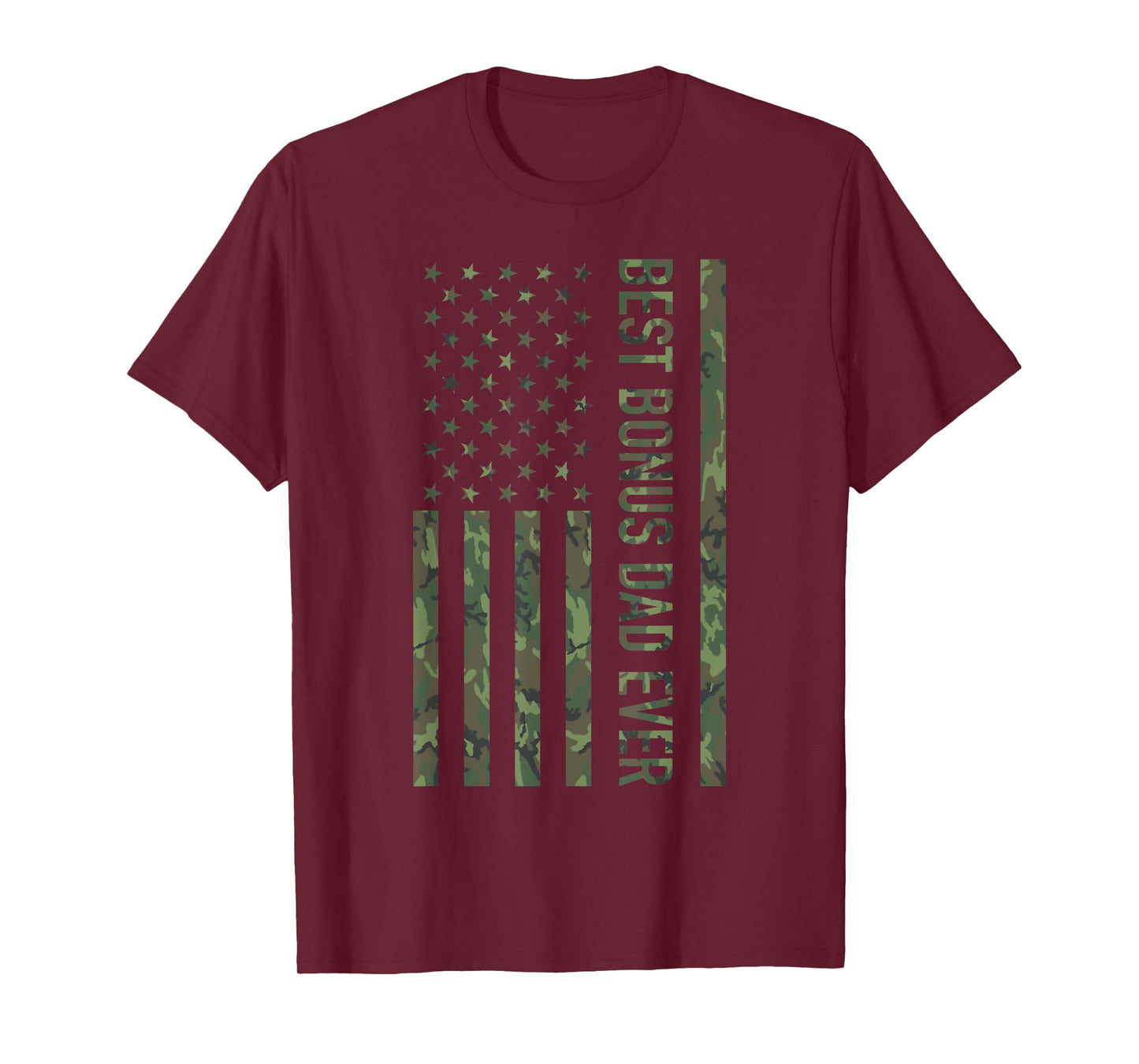 Best bonus dad ever US american military camouflage flag T-Shirt