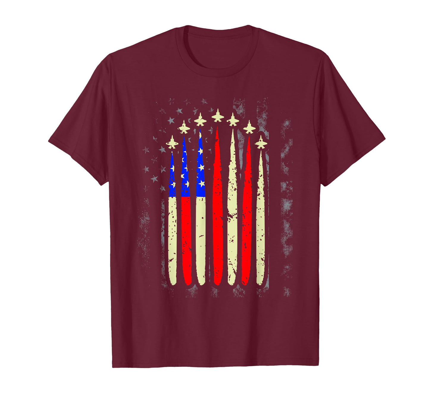 4th of July Jet Fighter American Flag Patriotic Hero Flying Women Kids Men T-Shirt