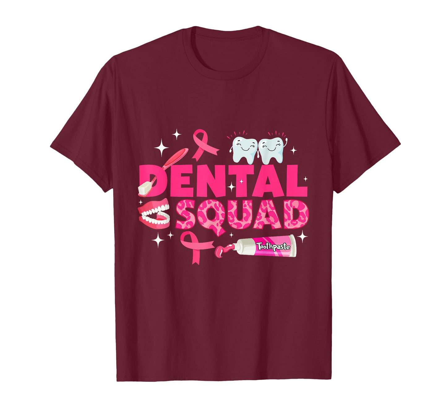 Dental Squad Teeth Pink Ribbon Breast Cancer Awareness T-Shirt