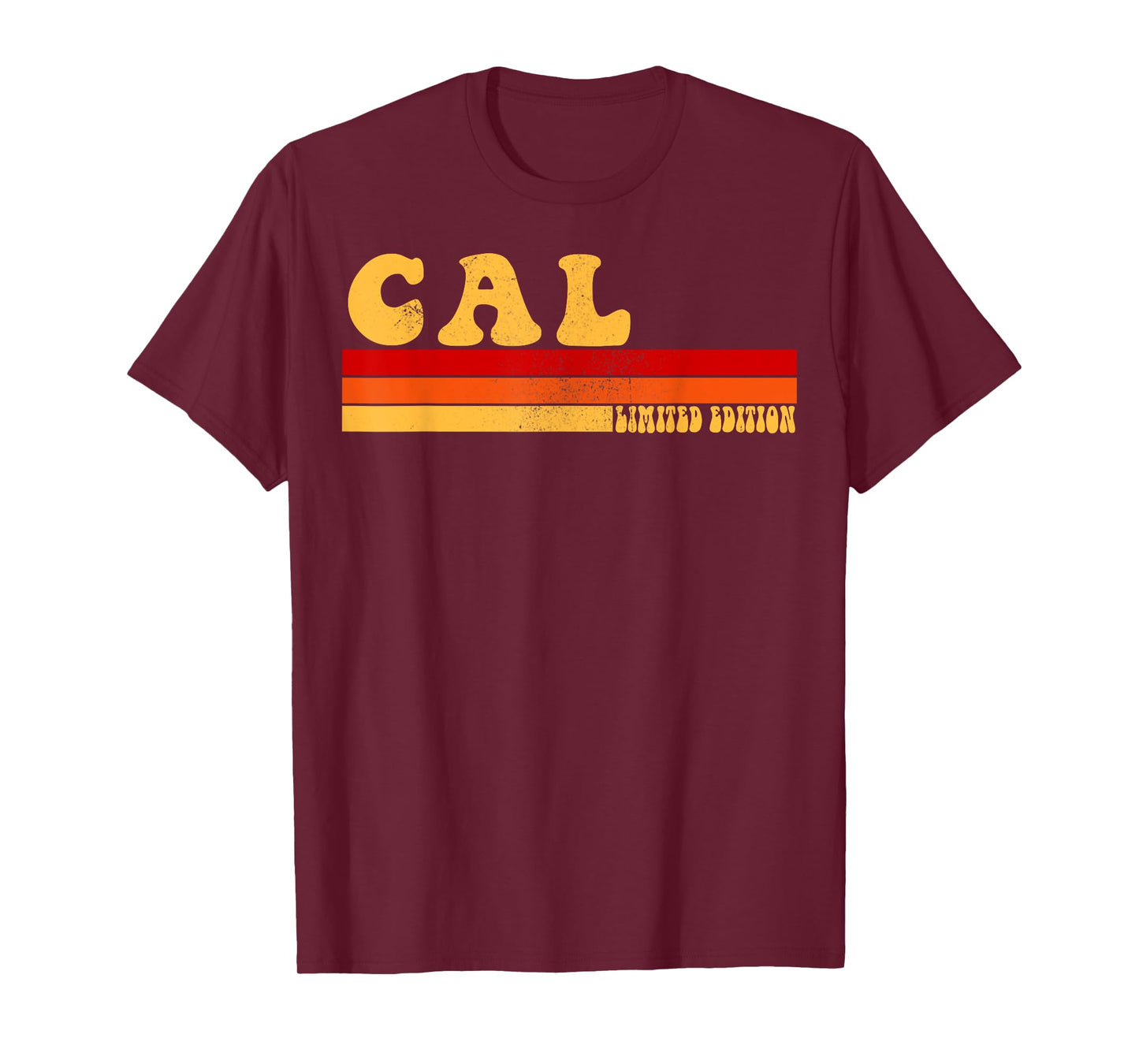 AmaStyle Co. CAL Name Personalized Idea Men Retro Vintage CAL T-Shirt, Small, Black