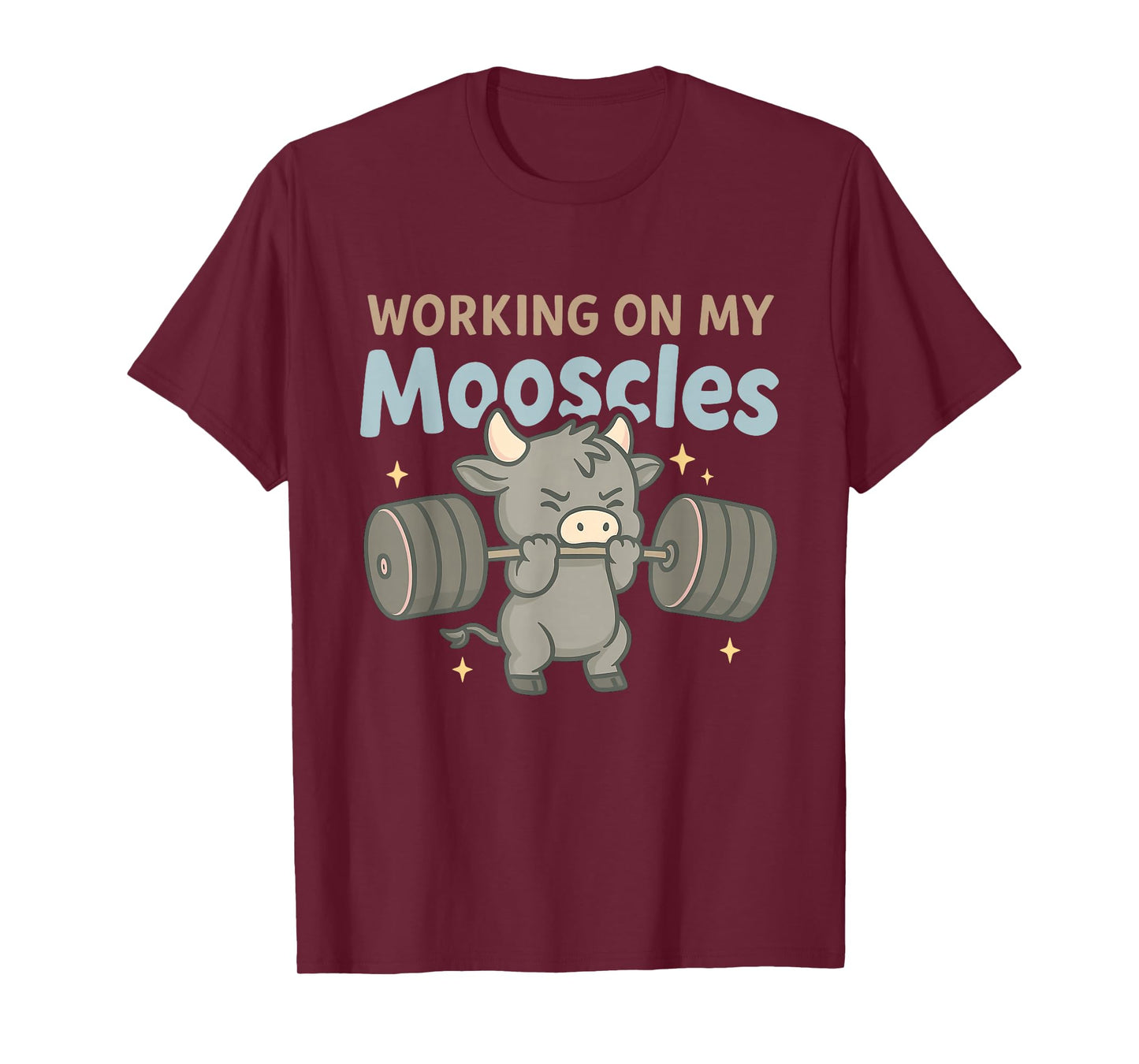 Working On My Mooscles Moo Muscles Workout Design T-Shirt