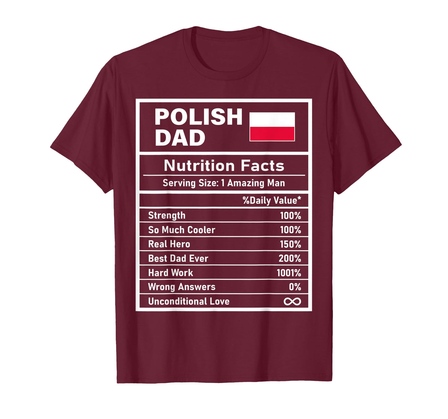 Mens Polish Dad Nutrition Facts Father's Day National Heritage T-Shirt