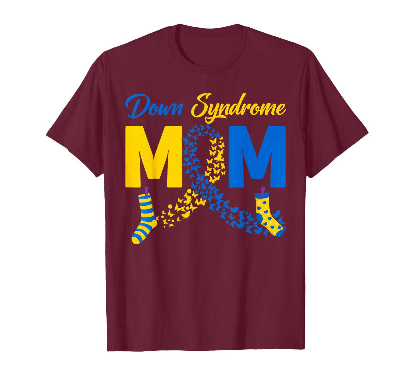 Down Syndrome Mom Yellow & Blue Ribbon Proud T21 Mom Mother T-Shirt