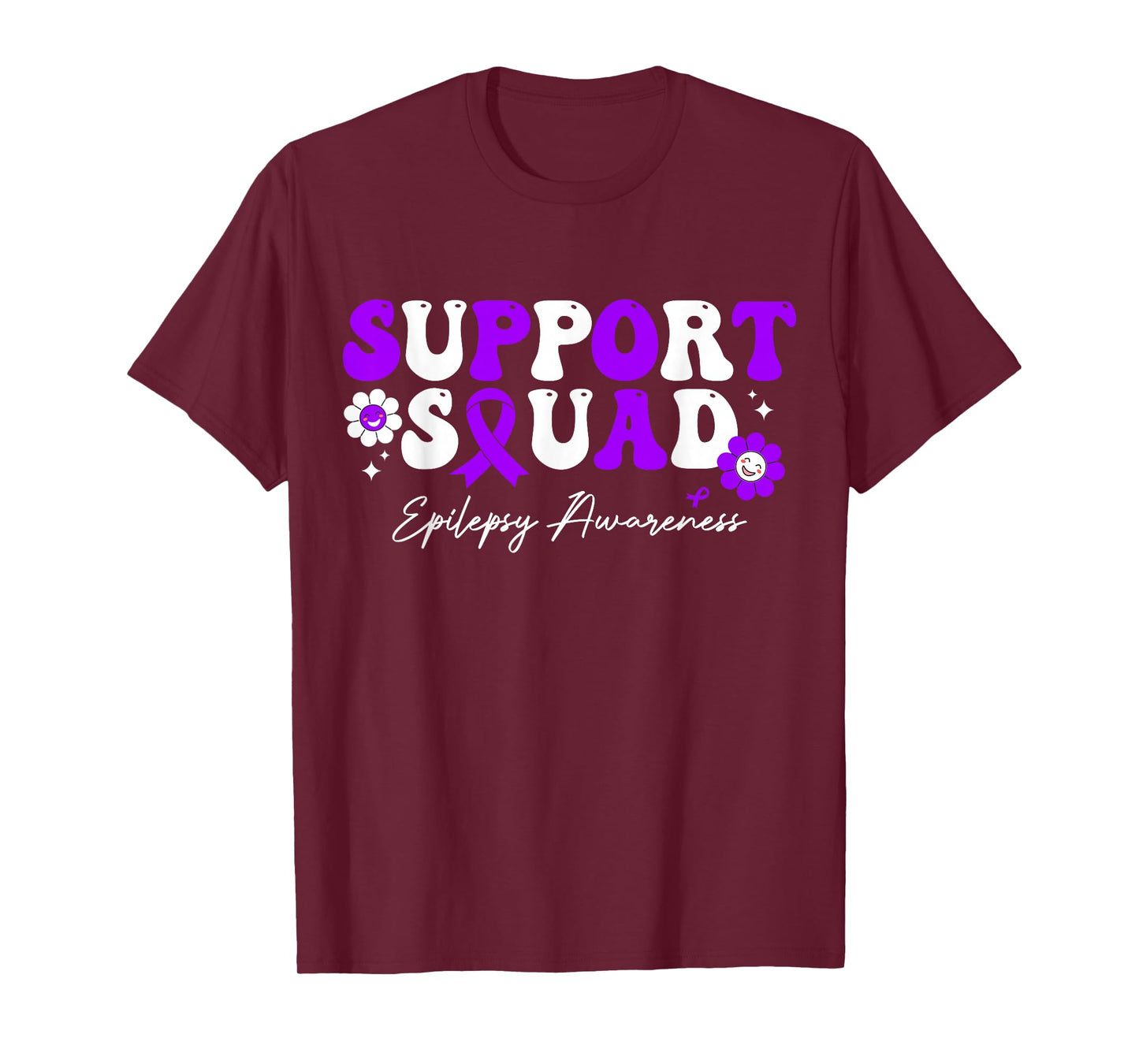 Groovy Support Squad Epilepsy Awareness Purple Ribbon T-Shirt