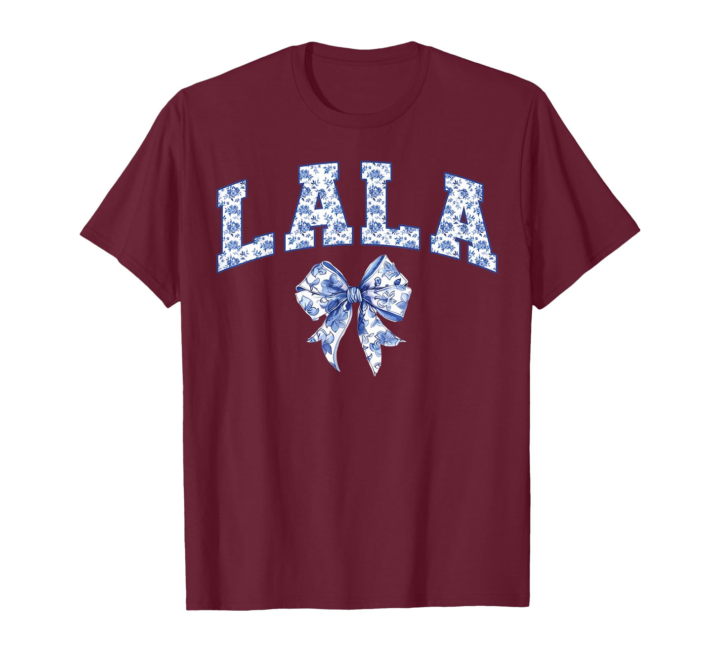 Lala Coquette Toile Blue Bow Floral Family Matching T-Shirt