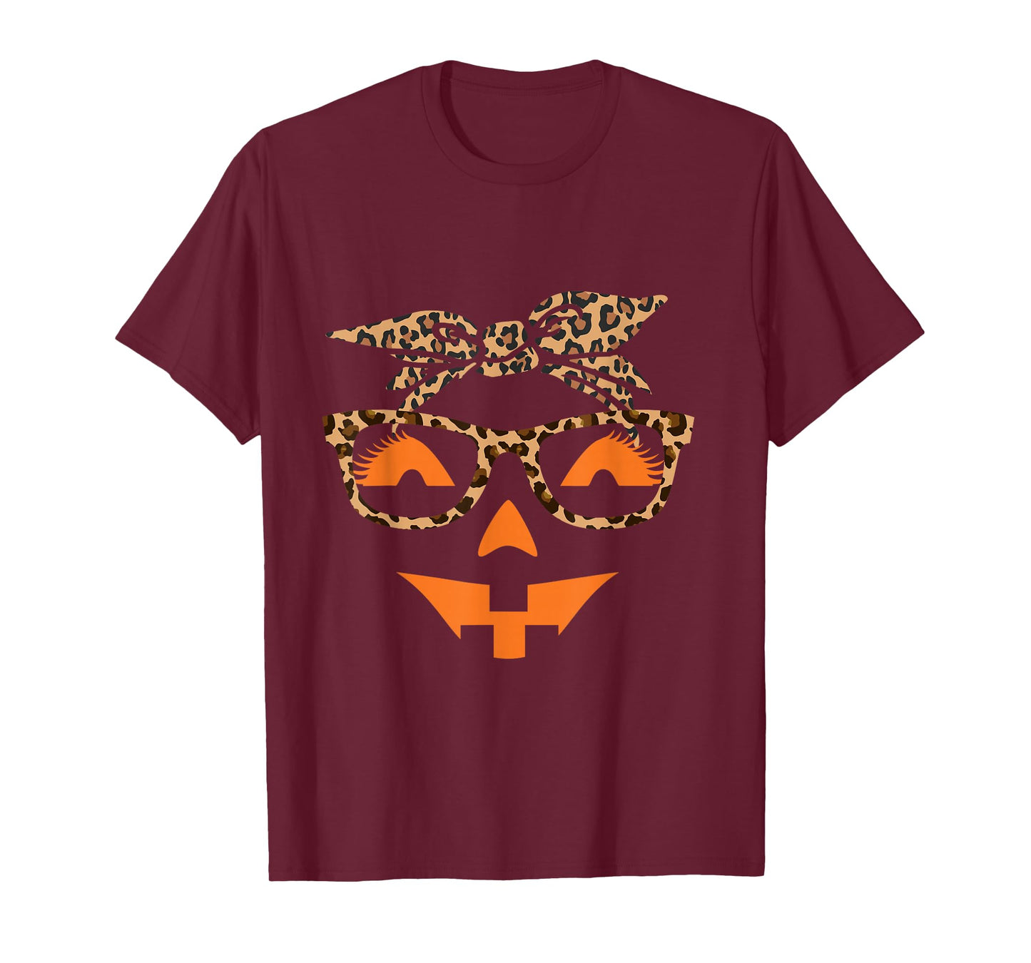 Jack O Lantern Face Leopard Halloween Pumpkin Women T-Shirt