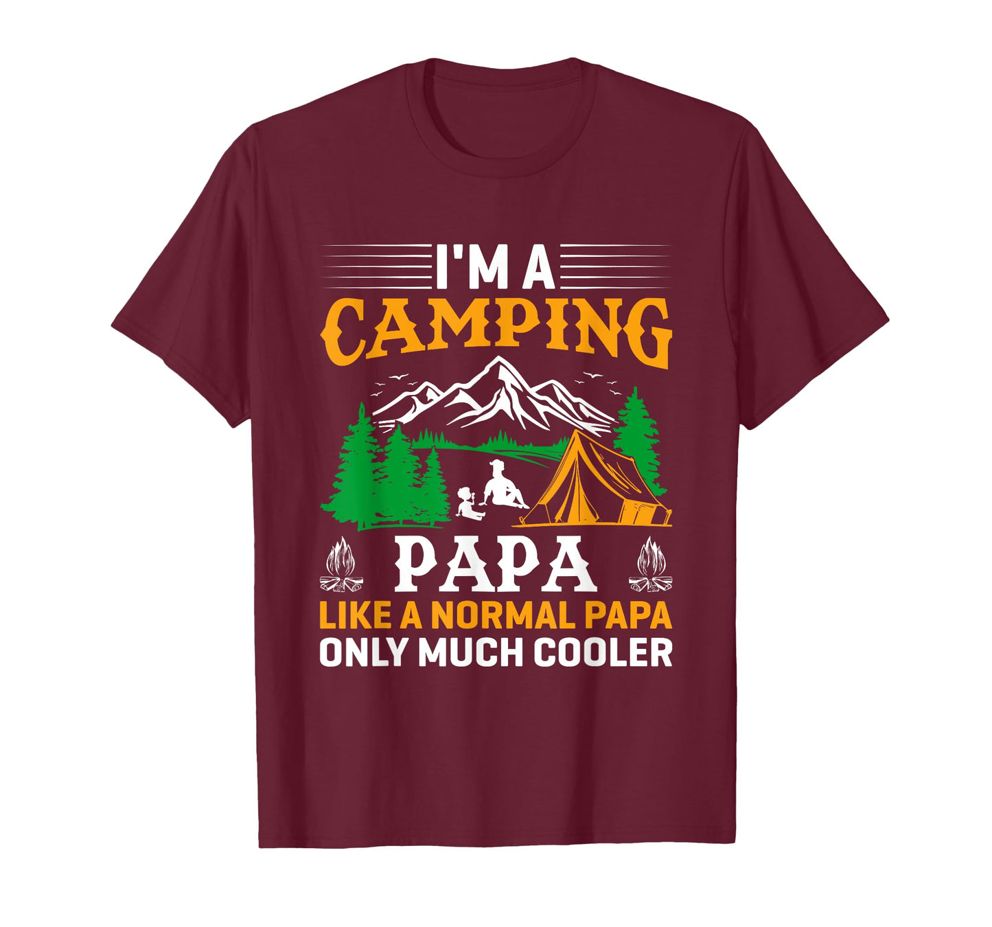 Papa Camping Fathers Day Funny Camper Dad Grandpa Men T-Shirt