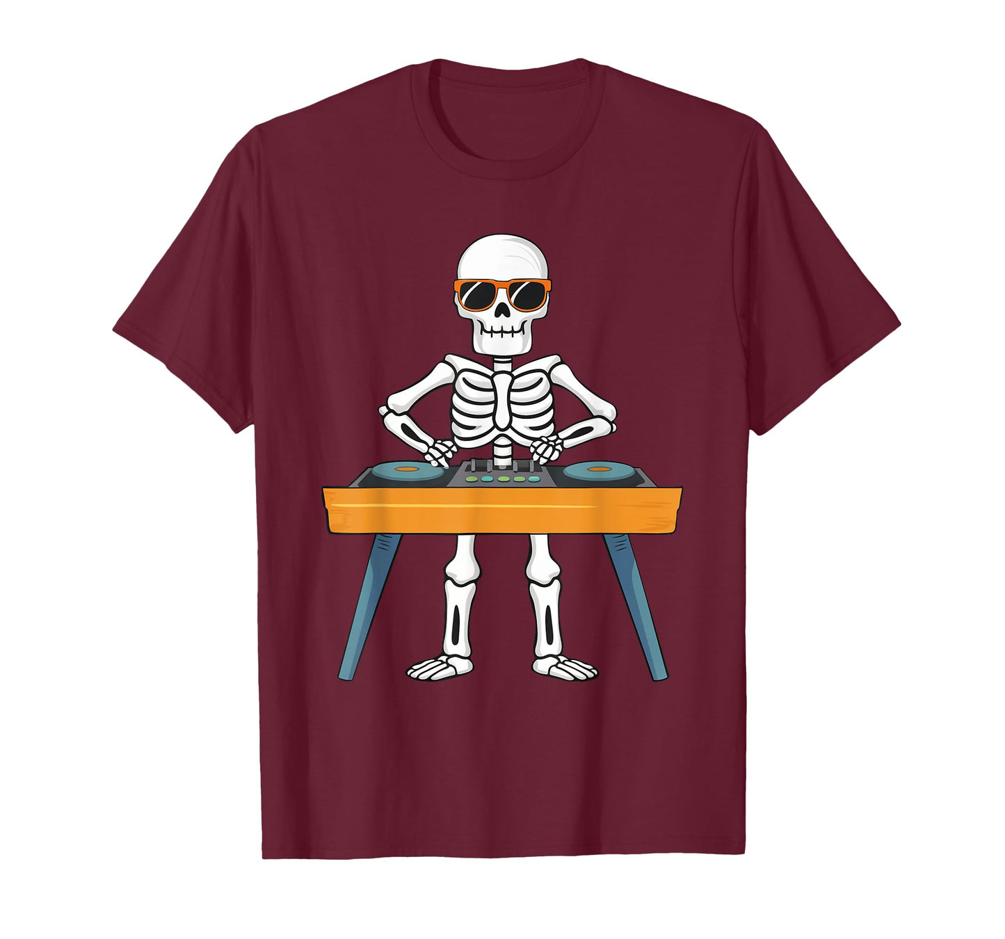 Funny Skeleton Playing DJ Music Kids Boys Girls Halloween T-Shirt