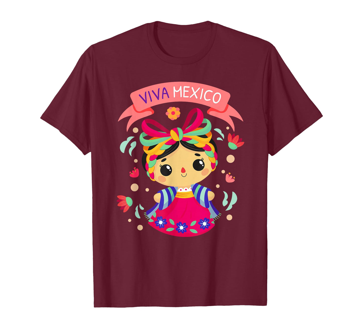 Viva Mexico Shirt Kids Girls Flores Mexican Independence Day T-Shirt