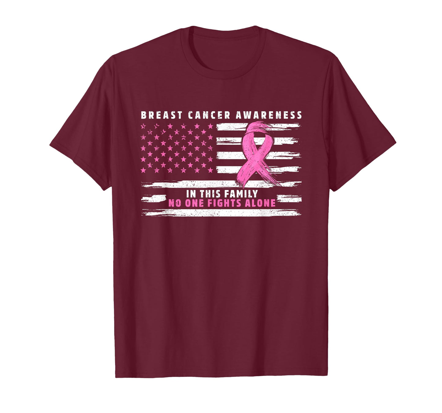 In This Family Nobody Fights Alone Pink Ribbon Breast Cancer T-Shirt