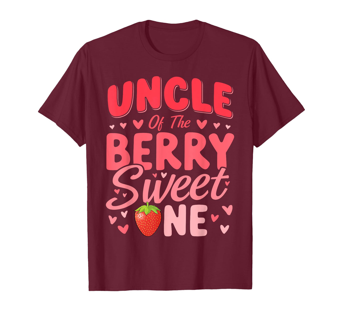Uncle Of The Berry Sweet One Strawberry Cute 1st Birthday T-Shirt