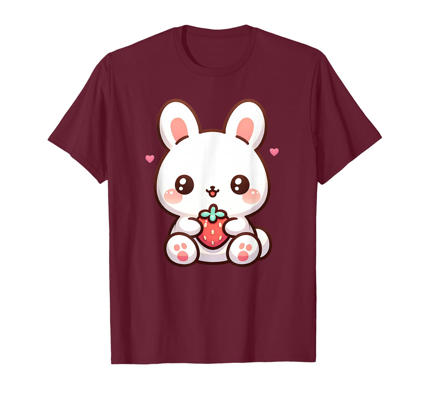 Cute Bunny Rabbit Eating Strawberry Tween Girls Graphic T-Shirt