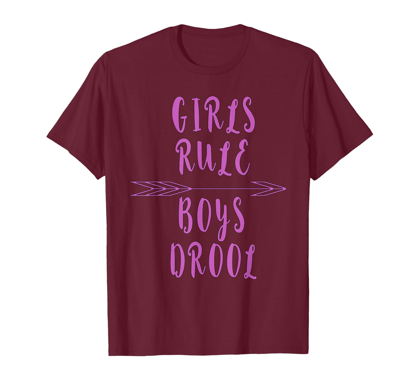 Funny witty gift ideas and tops for her Girls Rule, Boys Drool Anti-Valentine's Day T-Shirt for Women Black Small Classic Fit Heather Grey Cotton Polyester Short Sleeve T-Shirt