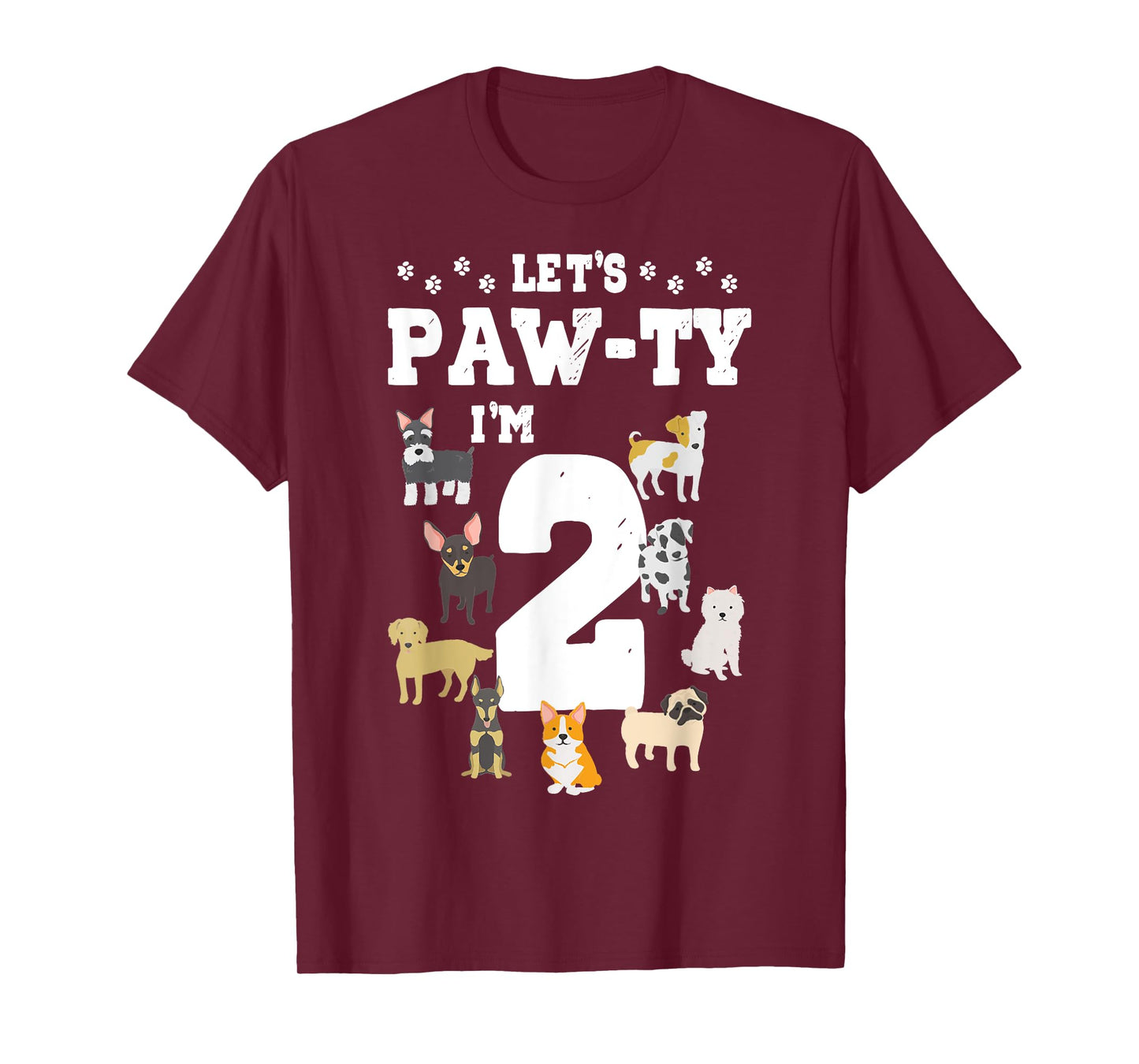 Let's Pawty I'm 2nd Birthday Puppy Dog Theme 2 Year Old T-Shirt