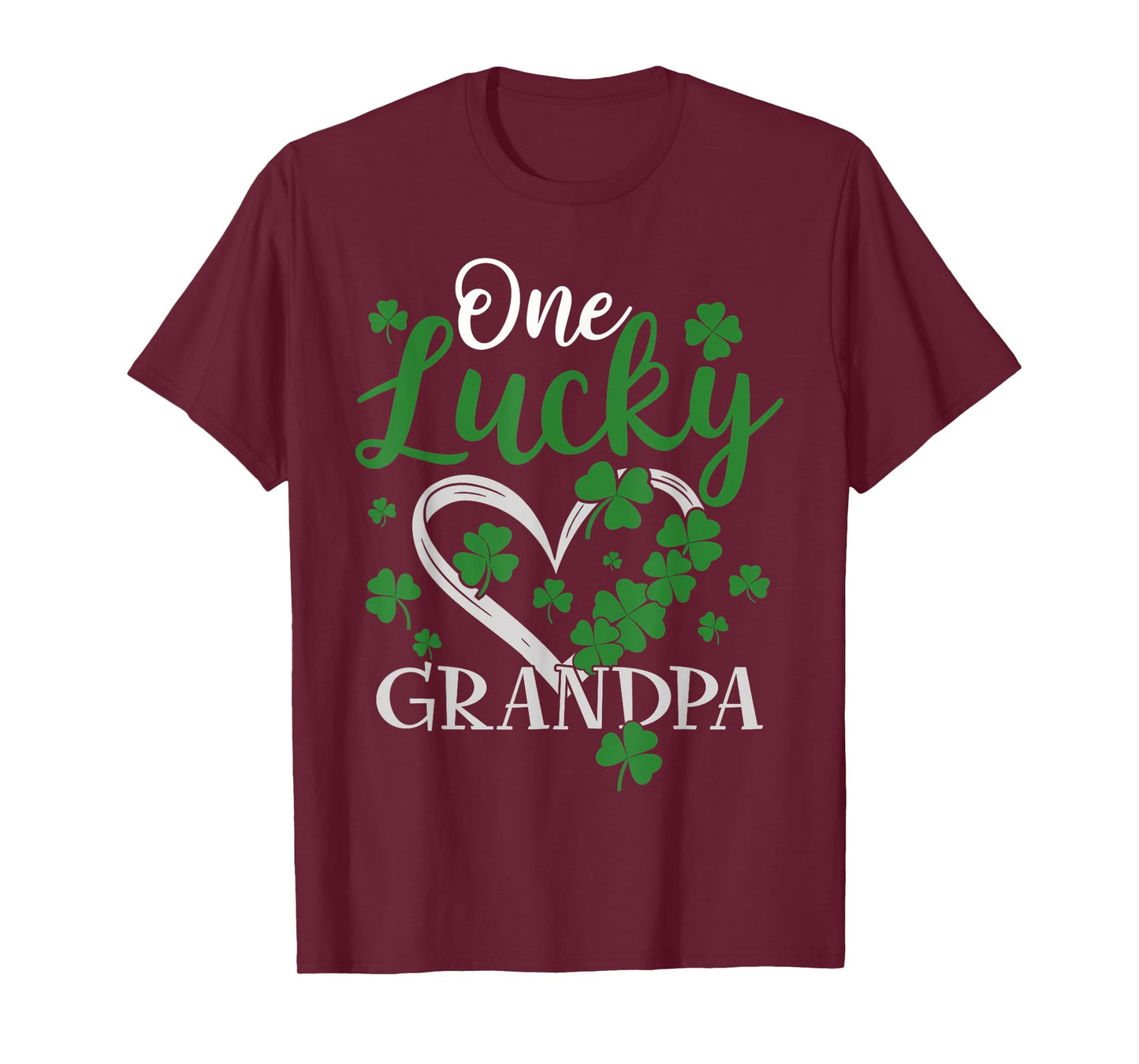 One Lucky Grandpa Irish Green Heart Shamrock St Patricks Day T-Shirt