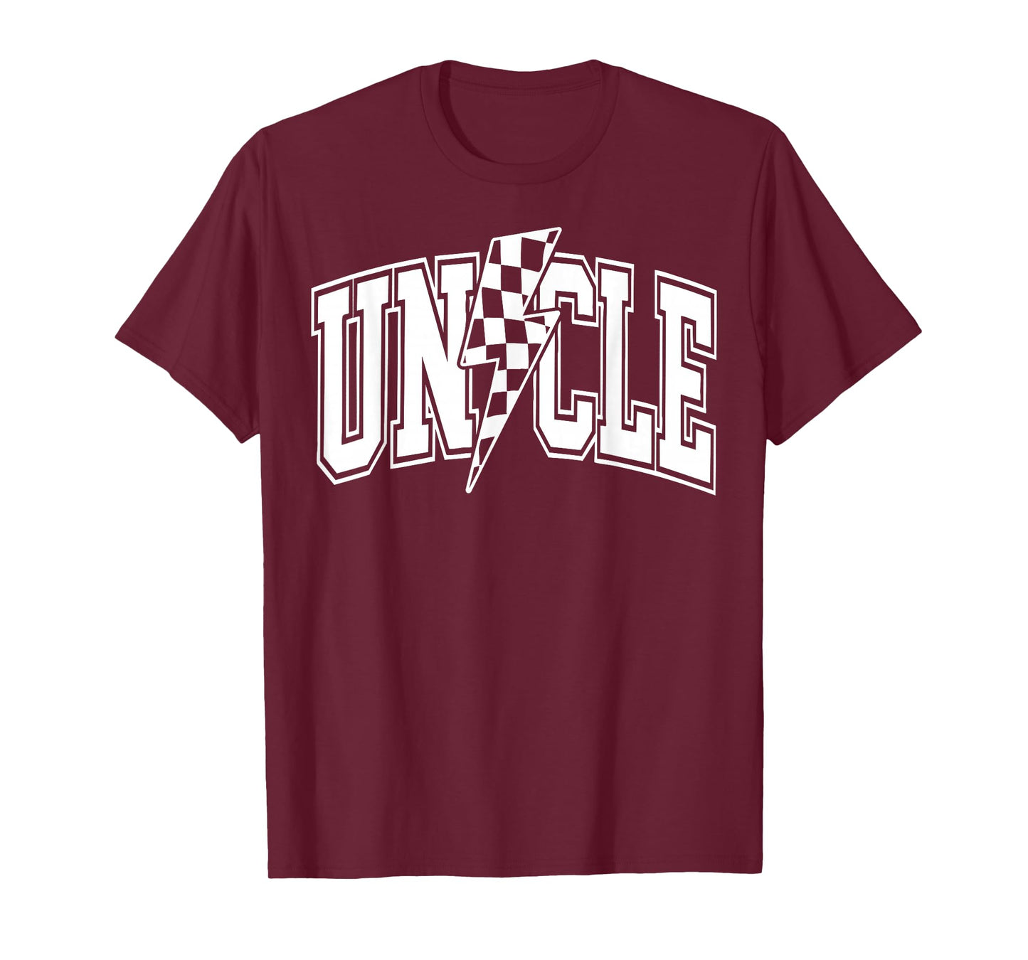 Uncle Lightning Bolt Checkered Varsity Dad Uncle Fathers Day T-Shirt
