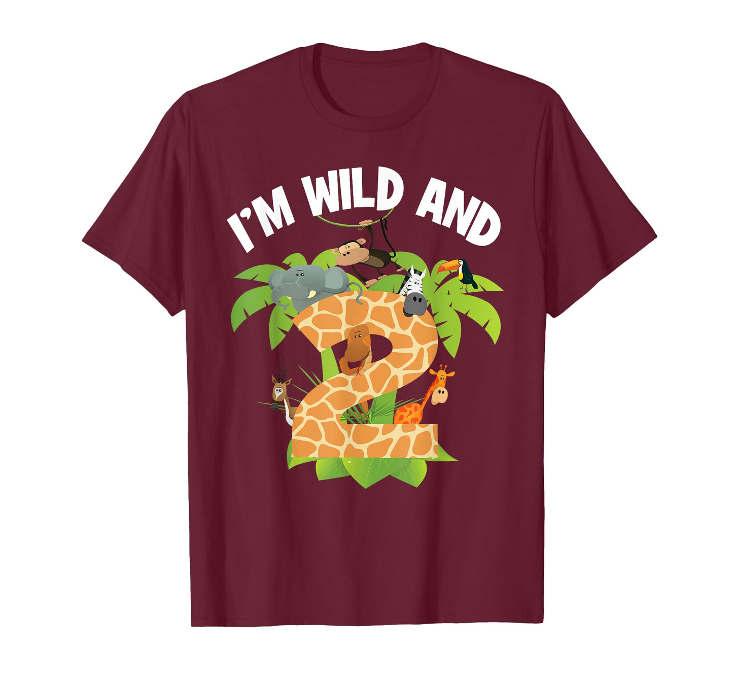 I'm Wild And 2 Years Old Zoo Theme 2nd Birthday Animal Party T-Shirt