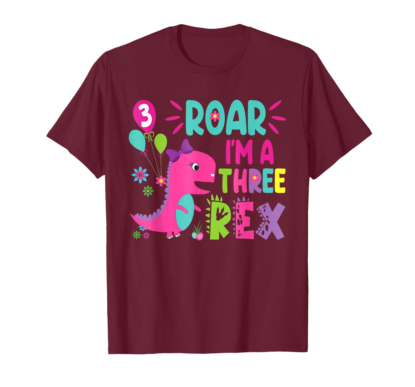 3rd Birthday Dinosaur Girl T-Rex Matching Family Party Three T-Shirt