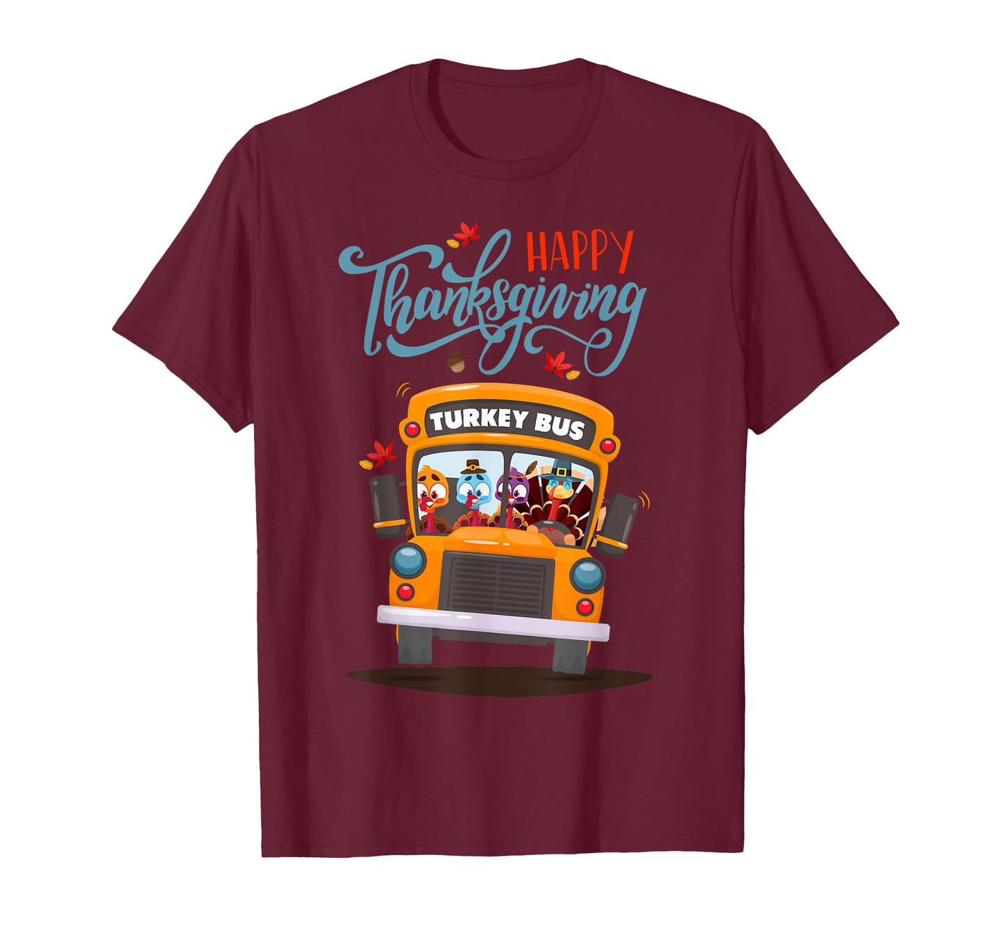 Happy Thanksgiving Fall Turkey Thankful School Bus Driver T-Shirt