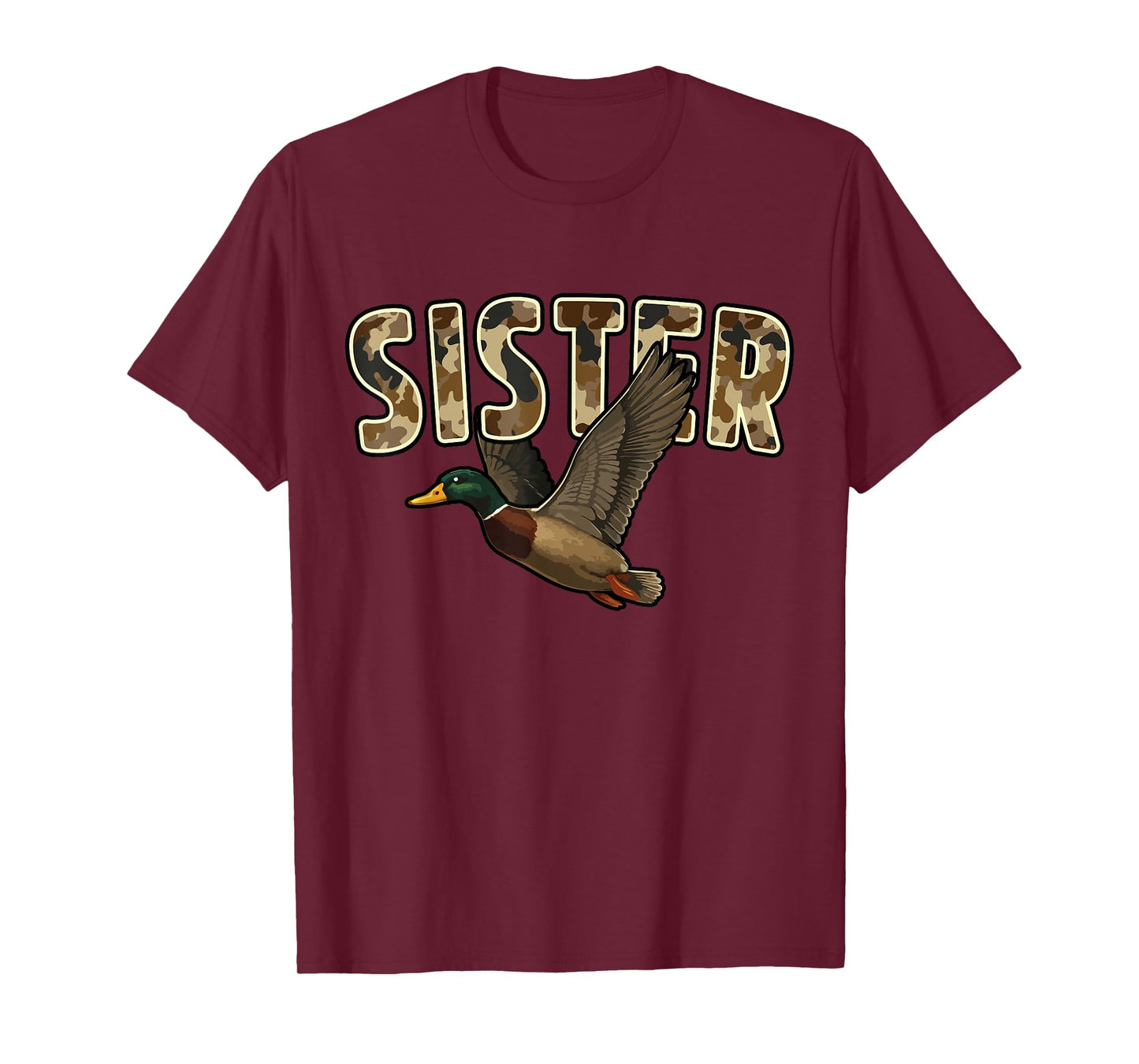 Camouflage Vintage Mallard Duck Retro Camo Hunting Sister T-Shirt