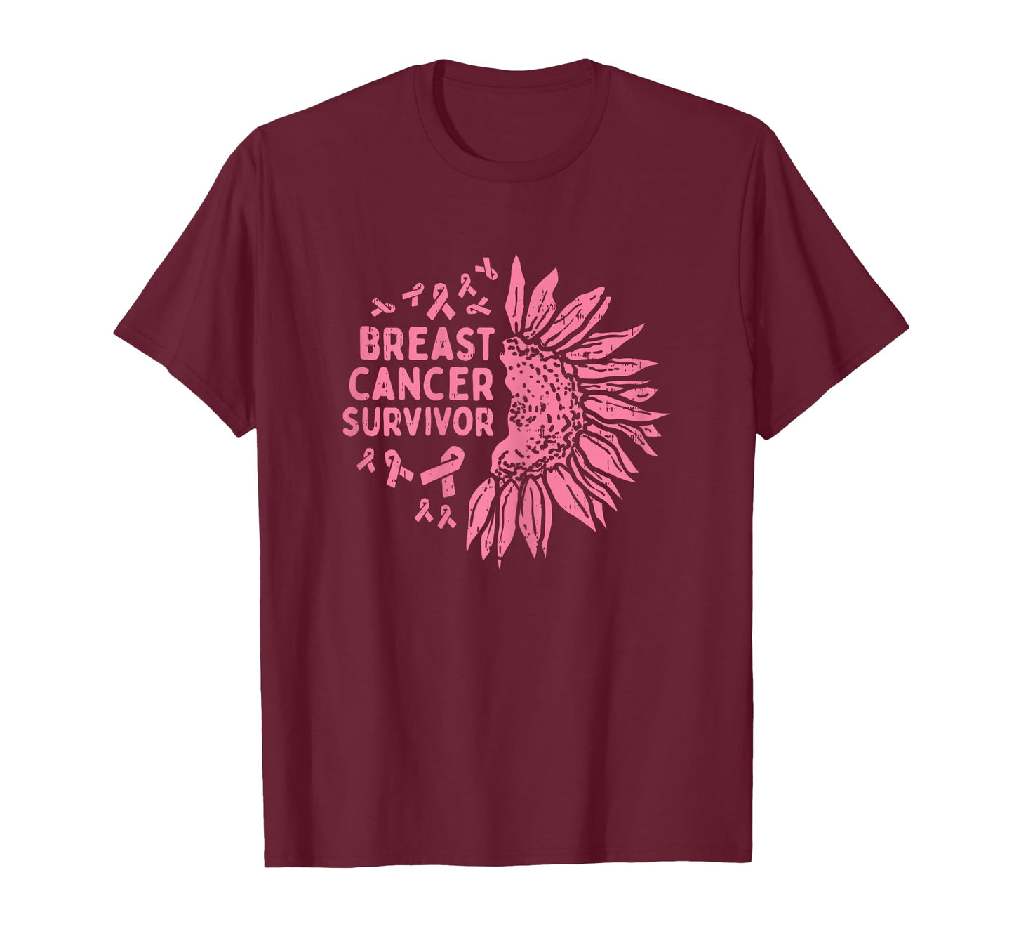 Sunflower Breast Cancer Survivor Pink Ribbon Awareness Women T-Shirt