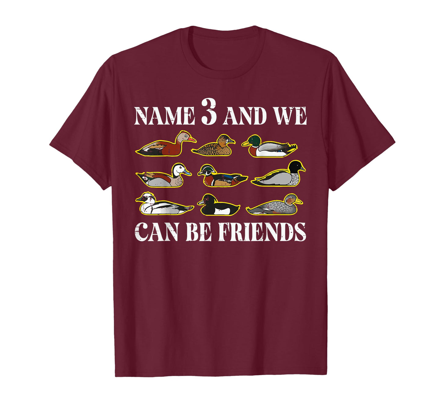 Duck Types Name 3 We Can Be Friends Funny Men Women Kids T-Shirt