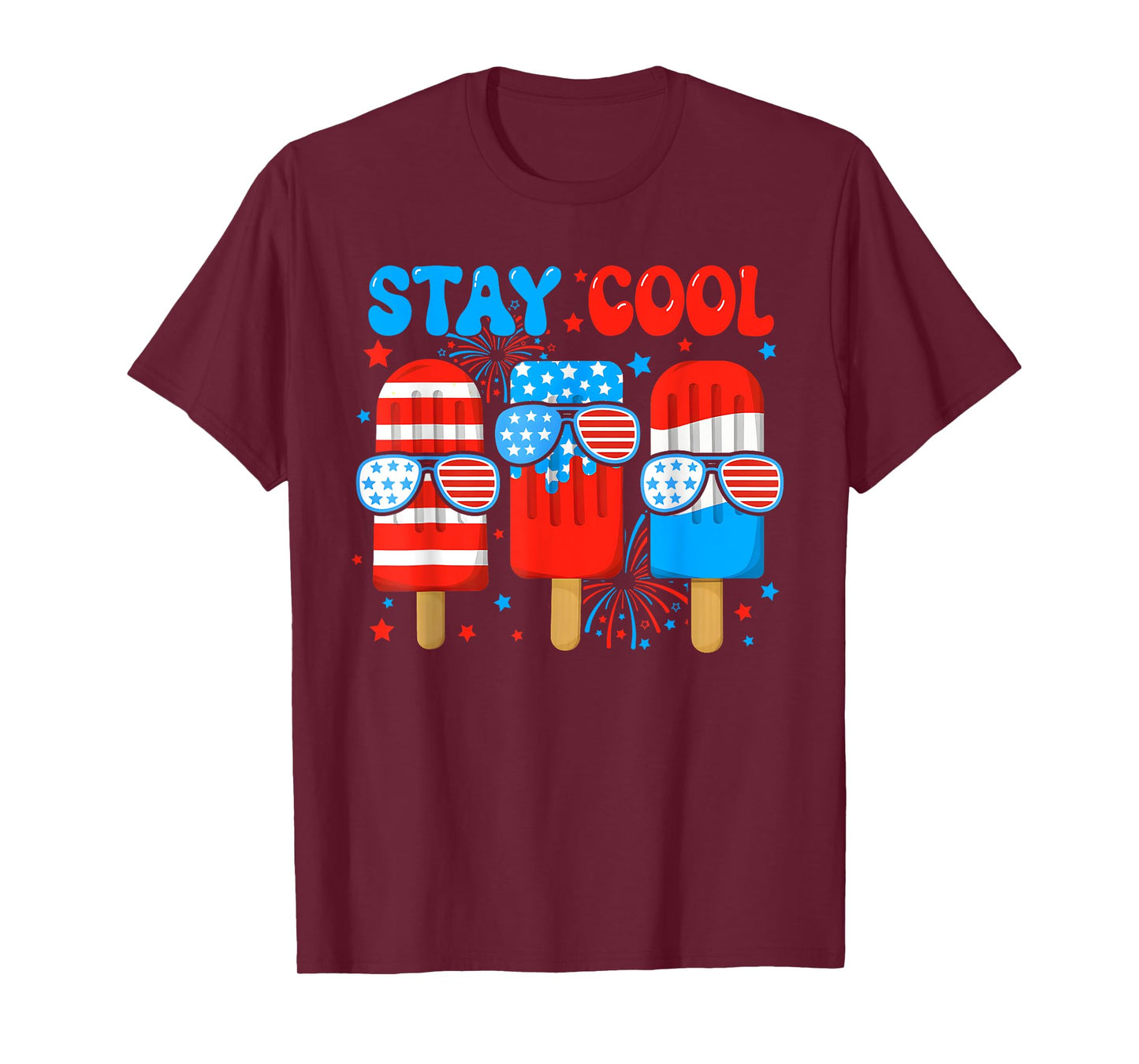 Stay Cool Popsicle Boys Men 4th July American Flag Patriotic T-Shirt