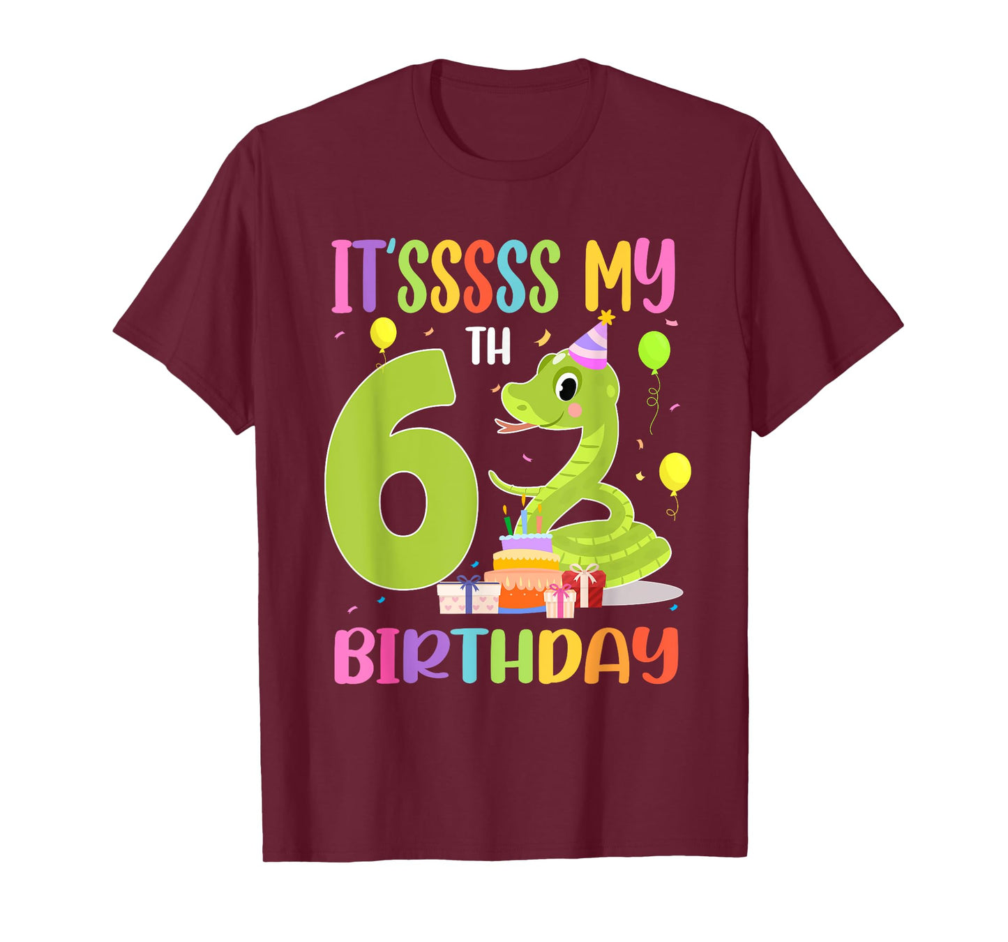 It's My 6th Birthday Snake 6 Years Old Birthday T-Shirt