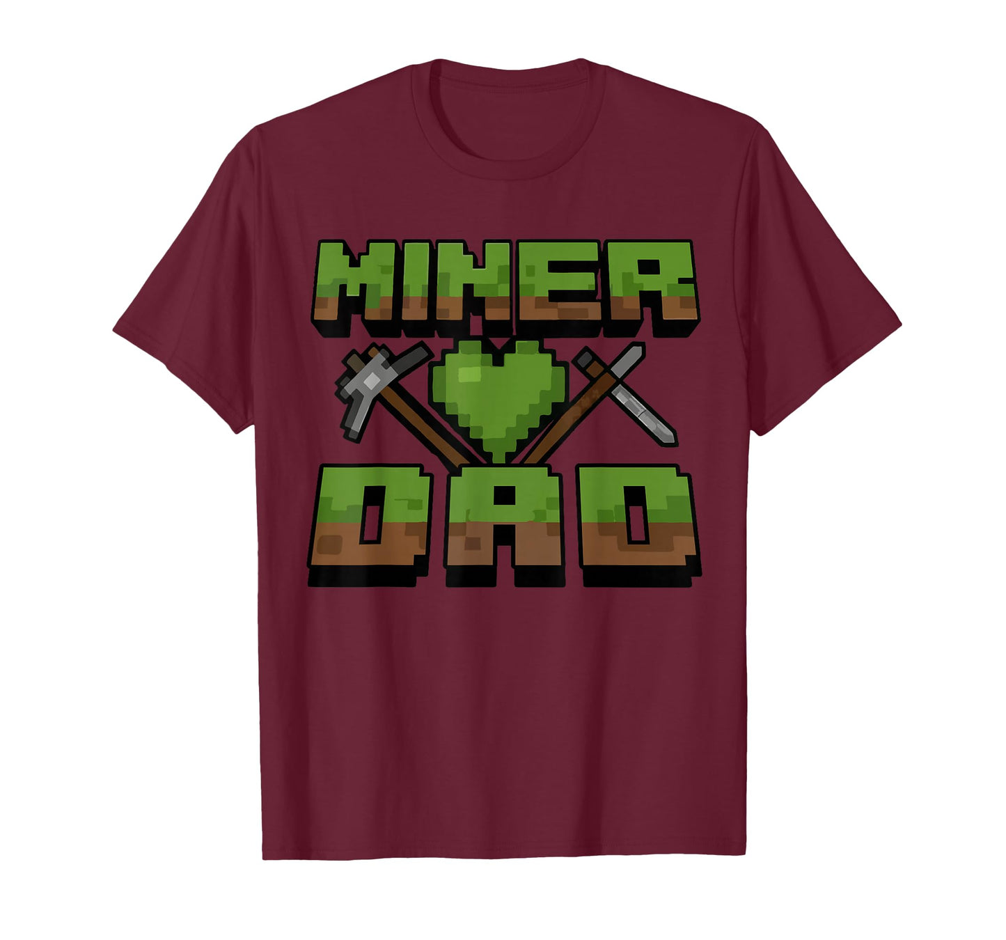 Funny Miner Dad Birthday Boy Party Video Gamer Pixel T-Shirt
