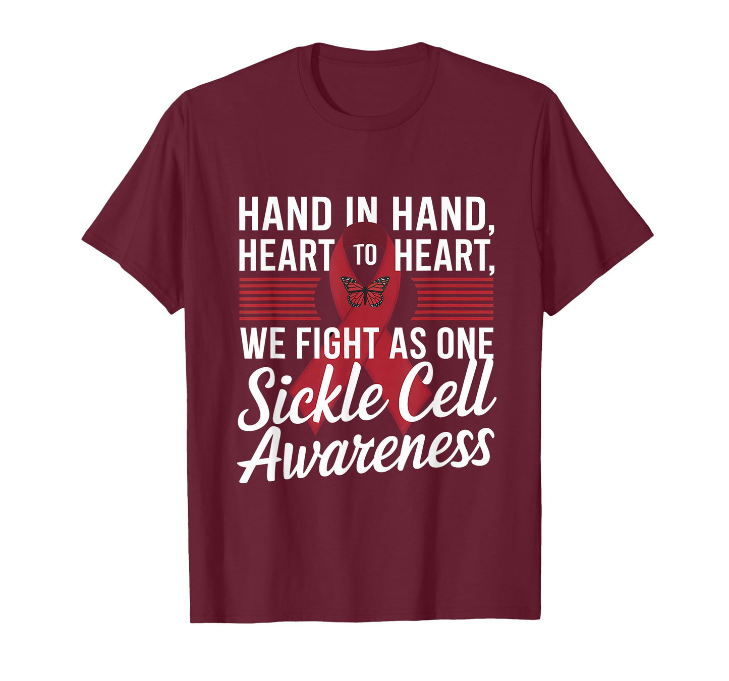 Sickle Cell Awareness Burgundy Ribbon We FIght As One T-Shirt